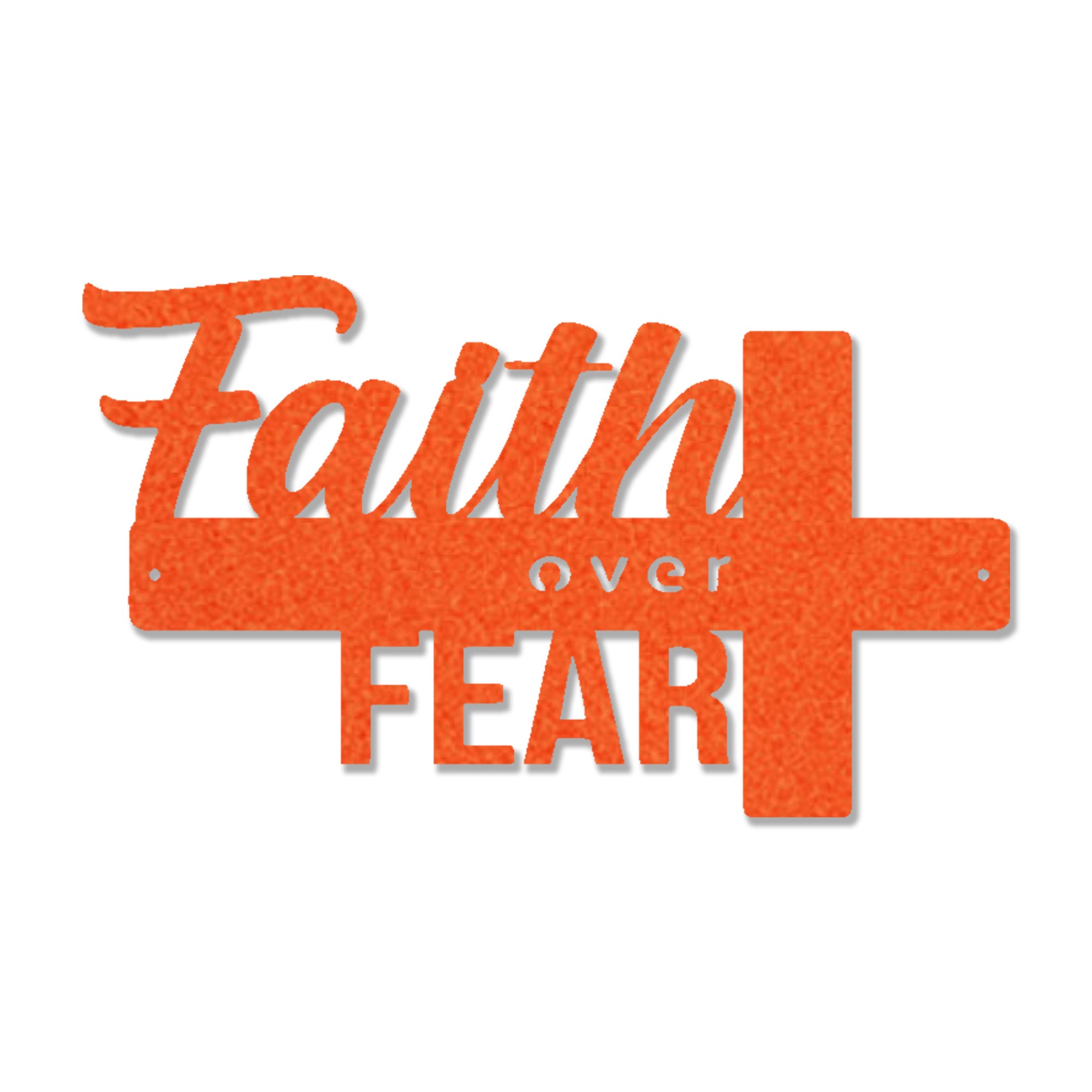 Faith Over Fear Cross Metal Wall Art – Christian Inspirational Wall Decor – Faith Cross Metal Sign – Religious Home Decoration