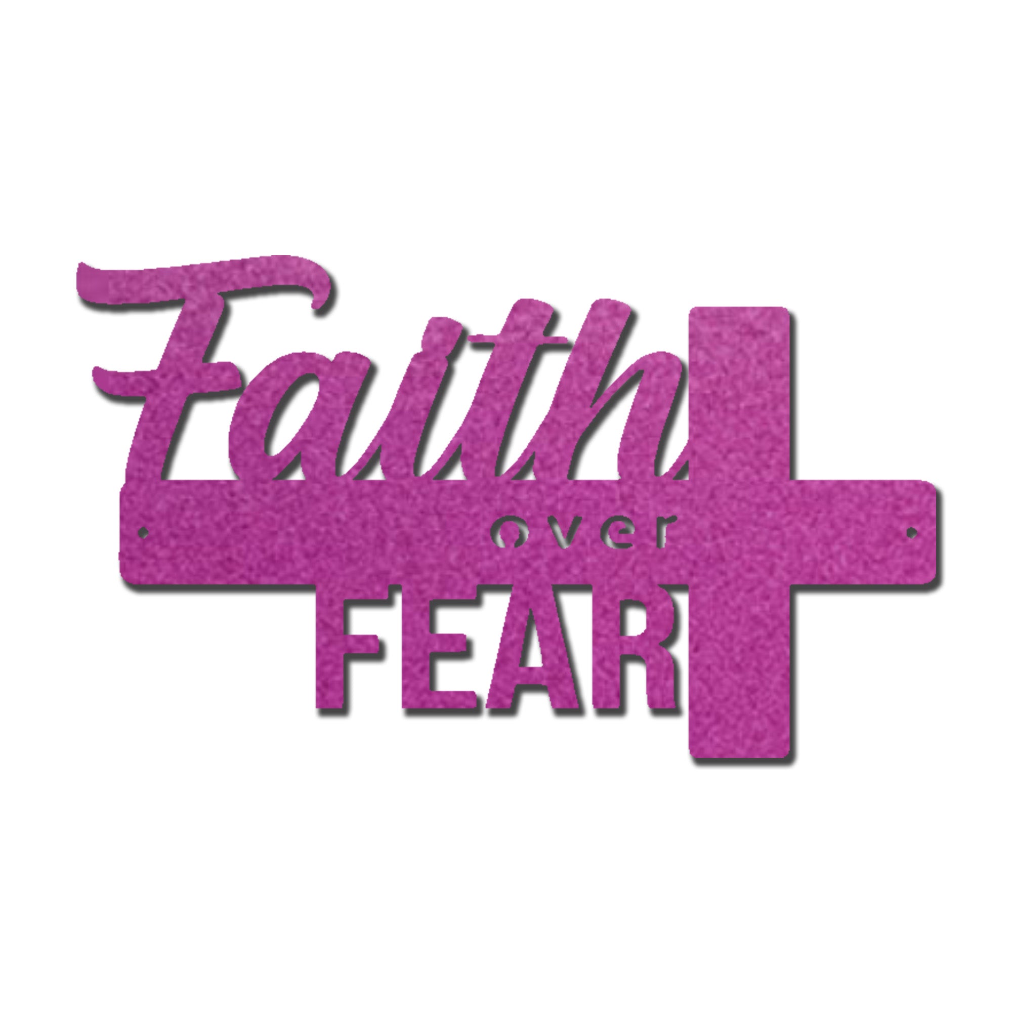 Faith Over Fear Cross Metal Wall Art – Christian Inspirational Wall Decor – Faith Cross Metal Sign – Religious Home Decoration
