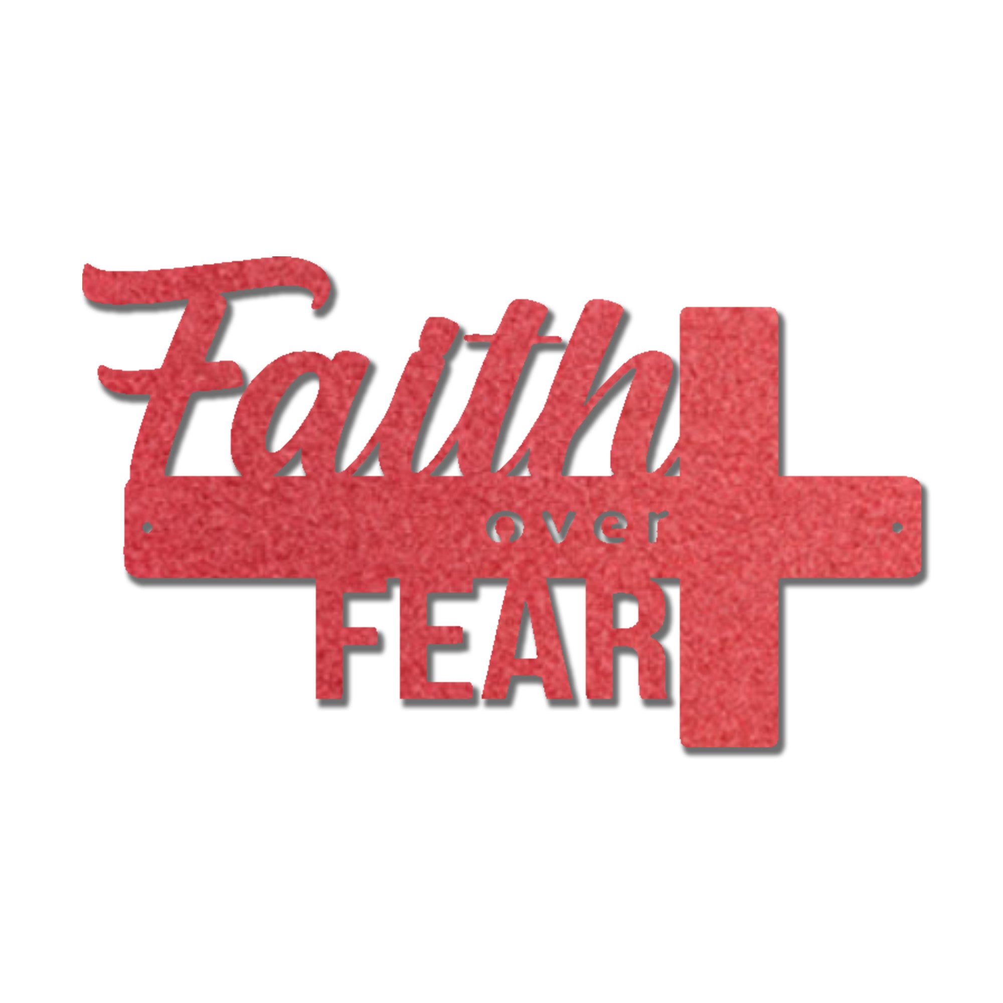 Faith Over Fear Cross Metal Wall Art – Christian Inspirational Wall Decor – Faith Cross Metal Sign – Religious Home Decoration