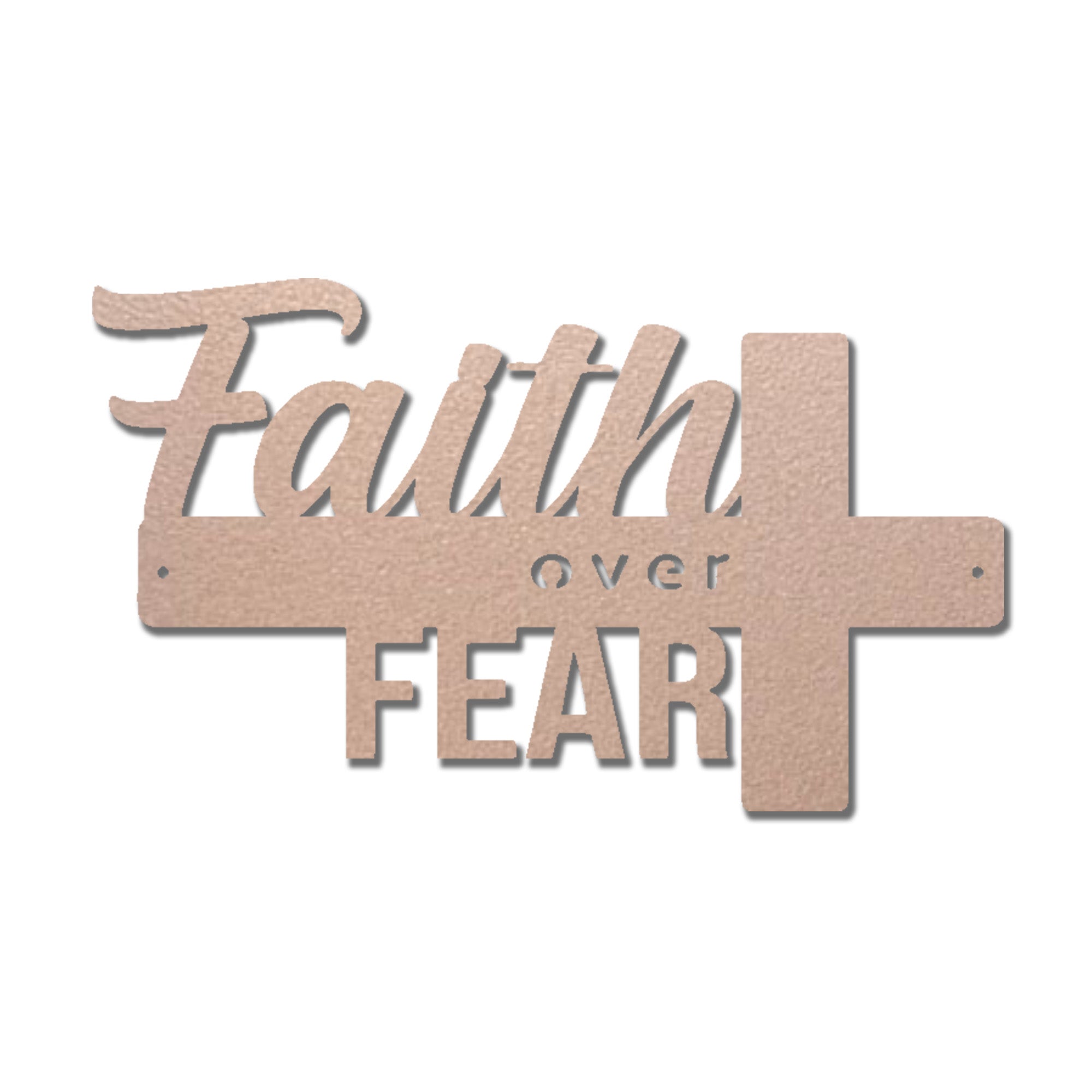 Faith Over Fear Cross Metal Wall Art – Christian Inspirational Wall Decor – Faith Cross Metal Sign – Religious Home Decoration