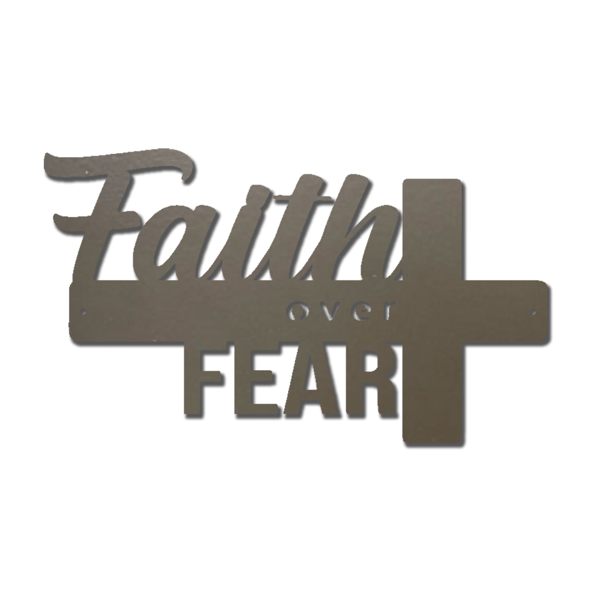 Faith Over Fear Cross Metal Wall Art – Christian Inspirational Wall Decor – Faith Cross Metal Sign – Religious Home Decoration