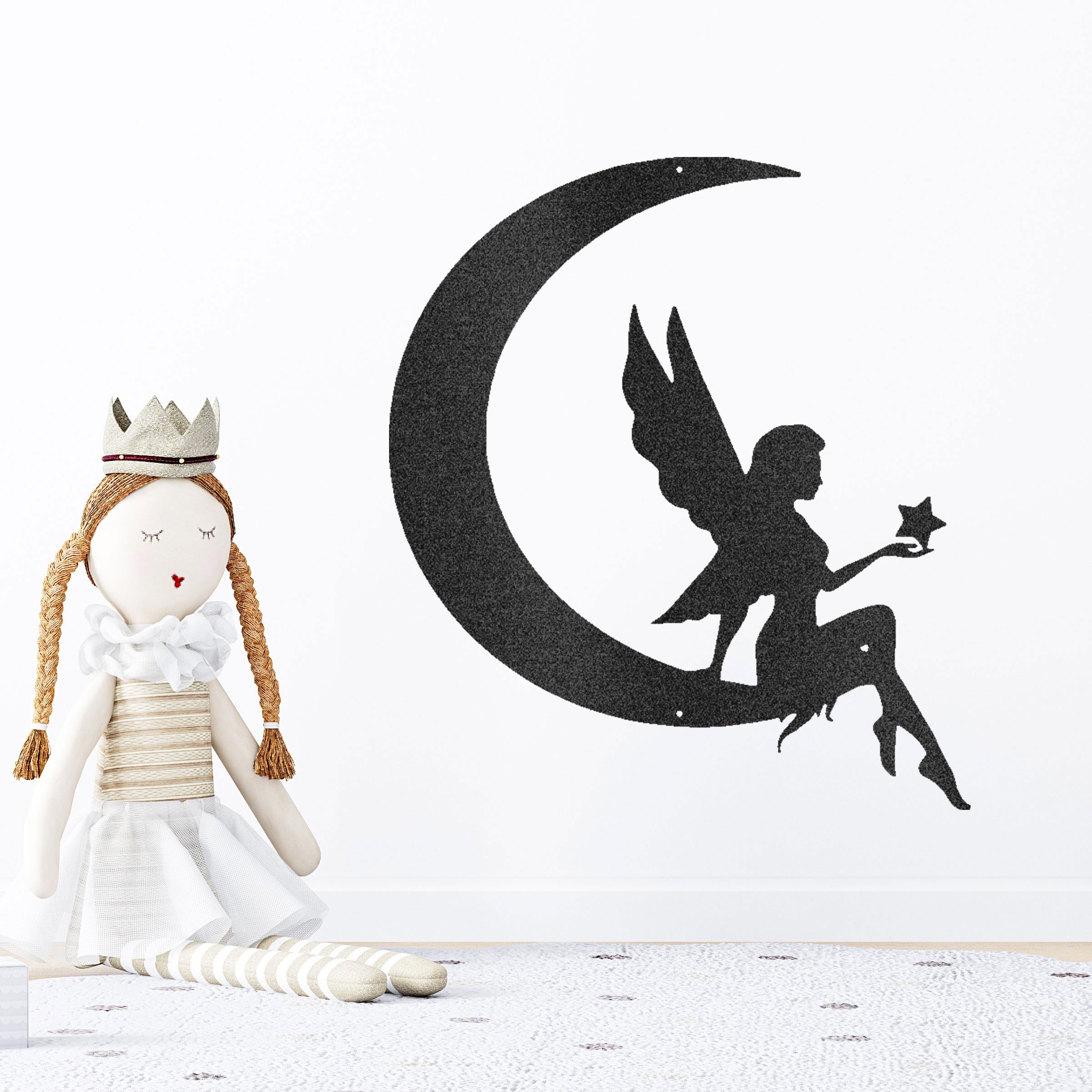 Moon Fairy Metal Wall Art – Nursery Decor – Princess Room Wall Decor