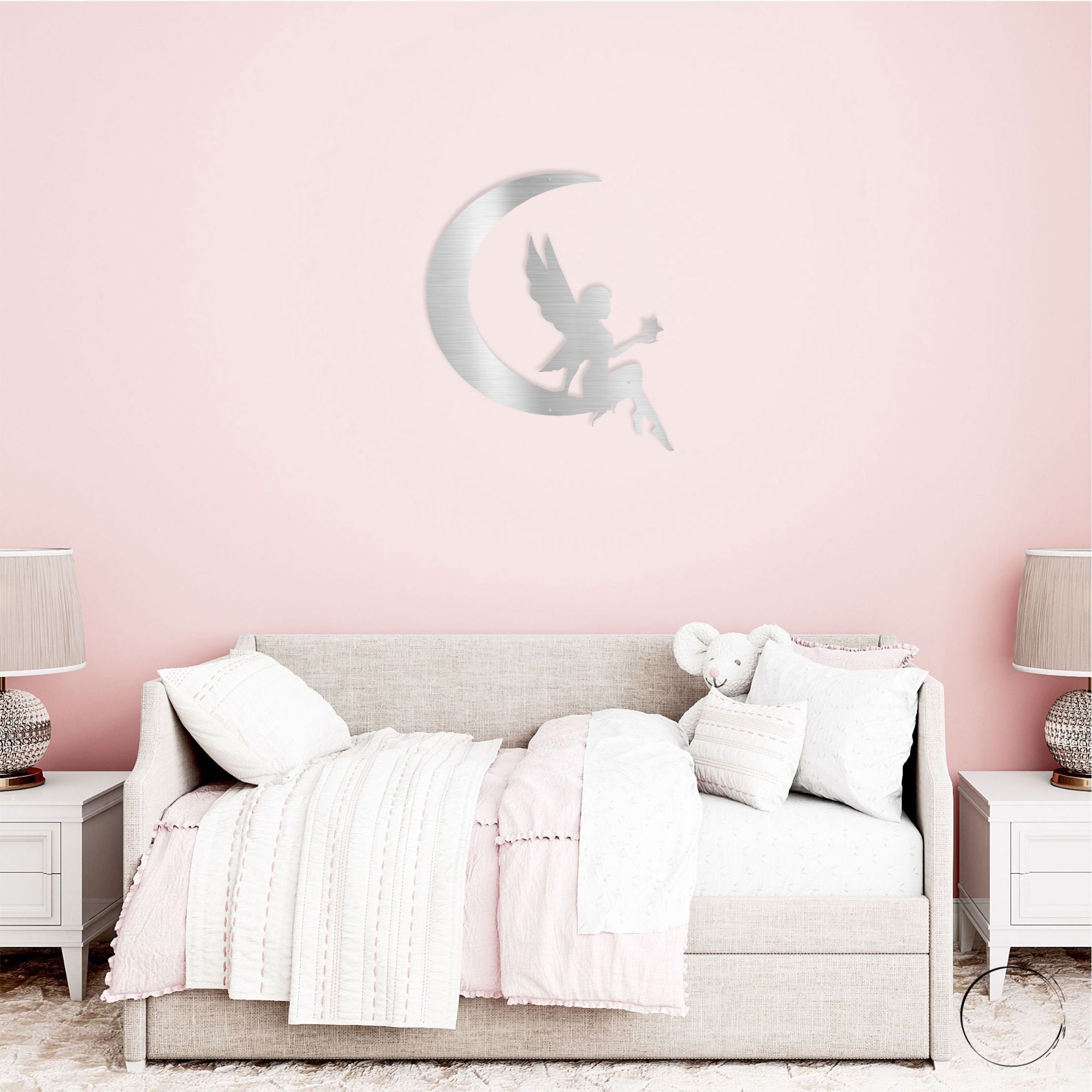 Moon Fairy Metal Wall Art – Nursery Decor – Princess Room Wall Decor