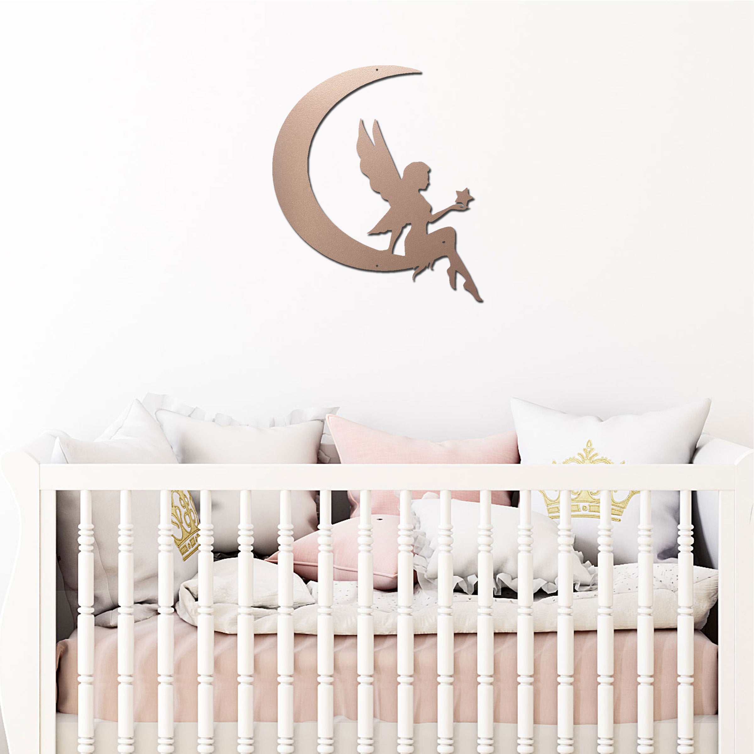 Moon Fairy Metal Wall Art – Nursery Decor – Princess Room Wall Decor