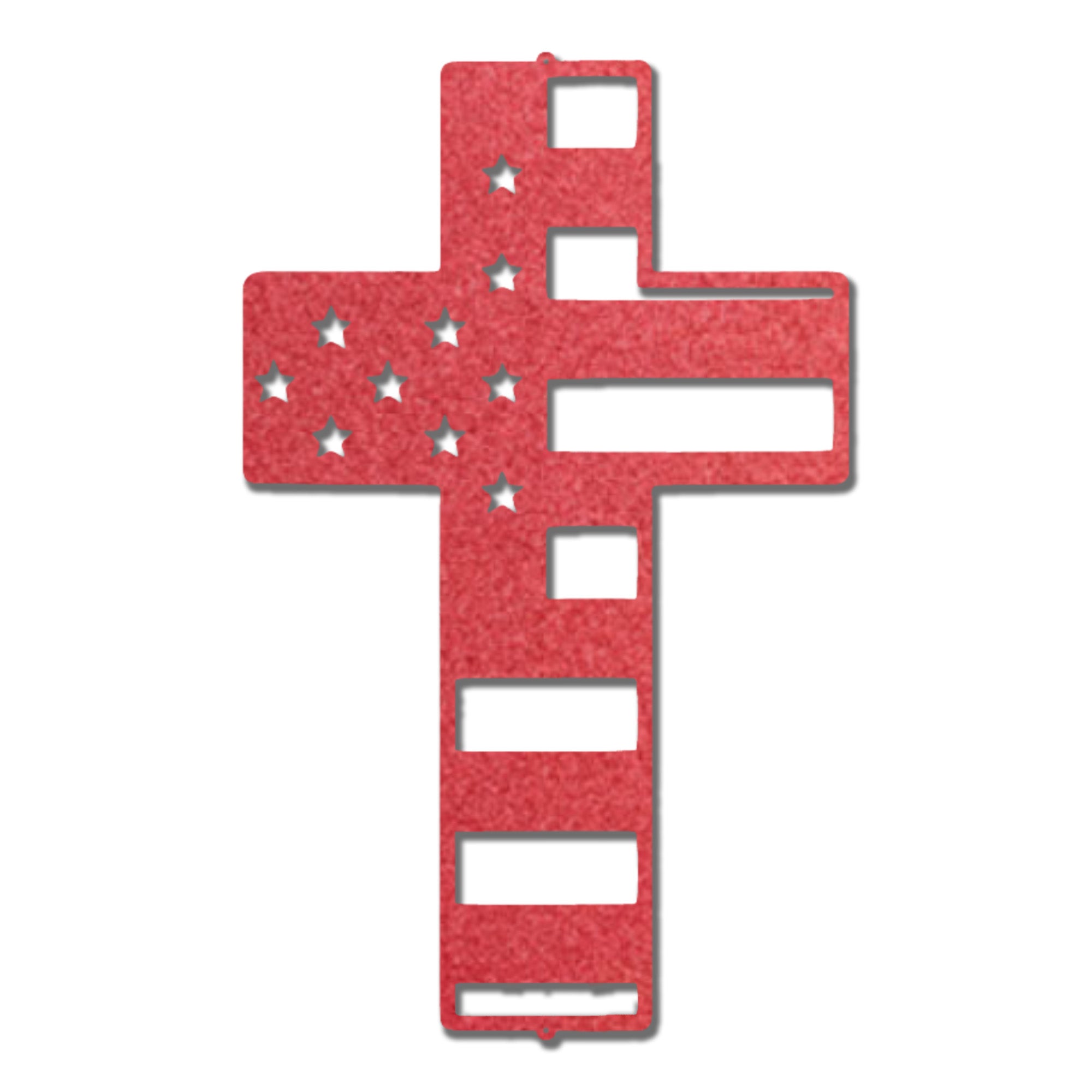 American Flag Cross Metal Wall Art – Patriotic Christian Cross Decor – USA Flag Faith Steel Sign – Veteran Tribute Wall Decor