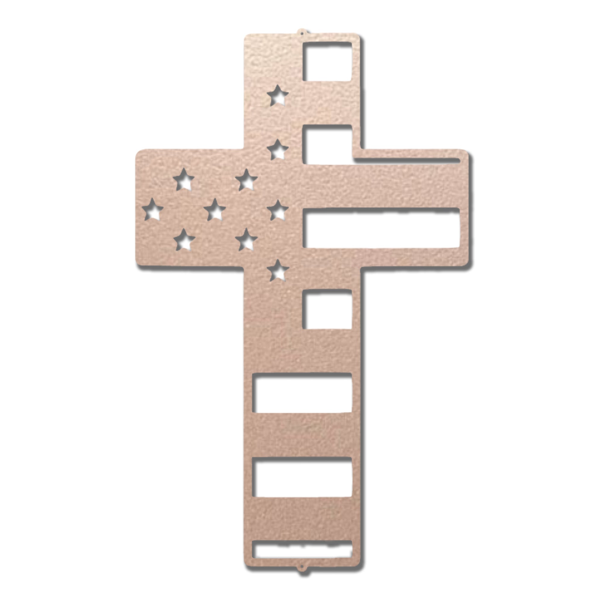 American Flag Cross Metal Wall Art – Patriotic Christian Cross Decor – USA Flag Faith Steel Sign – Veteran Tribute Wall Decor