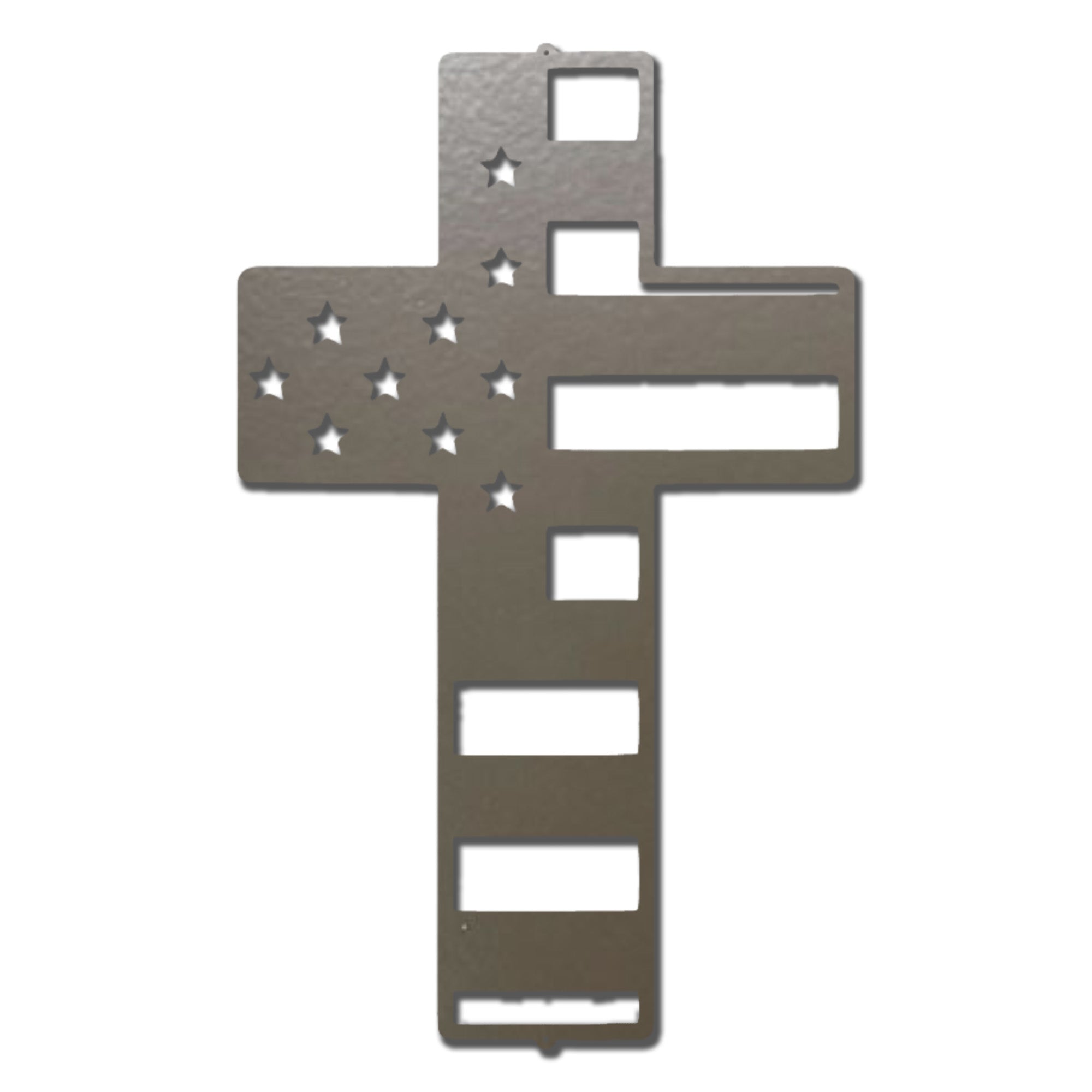 American Flag Cross Metal Wall Art – Patriotic Christian Cross Decor – USA Flag Faith Steel Sign – Veteran Tribute Wall Decor