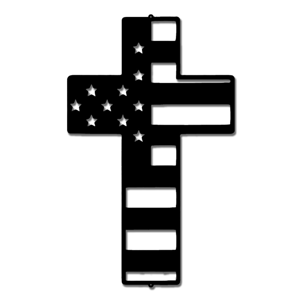 American Flag Cross Metal Wall Art – Patriotic Christian Cross Decor – USA Flag Faith Steel Sign – Veteran Tribute Wall Decor