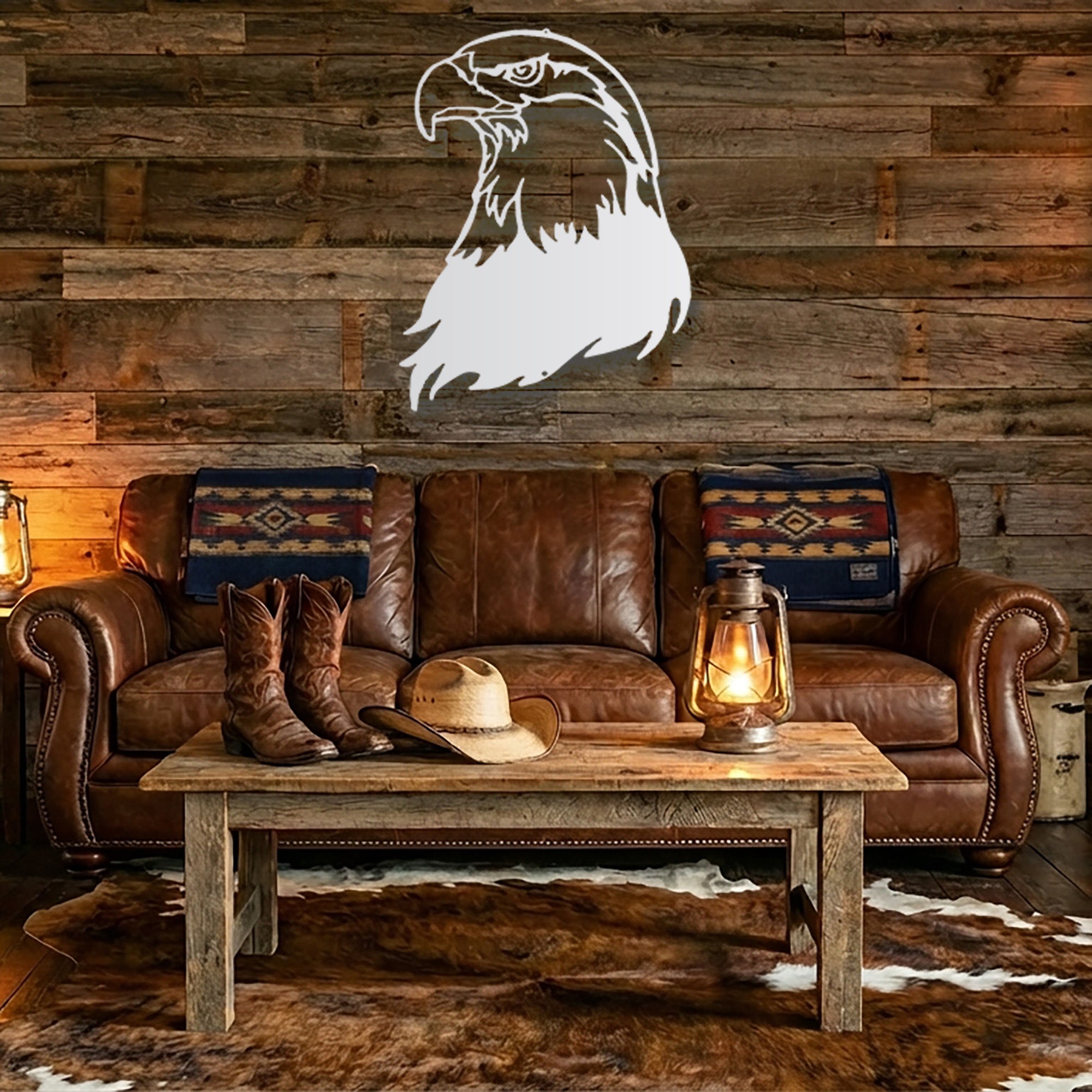 Bald Eagle Metal Wall Art – Patriotic American Eagle Wall Decor – Rustic Wildlife Metal Sign – Cabin Lodge Wall Art