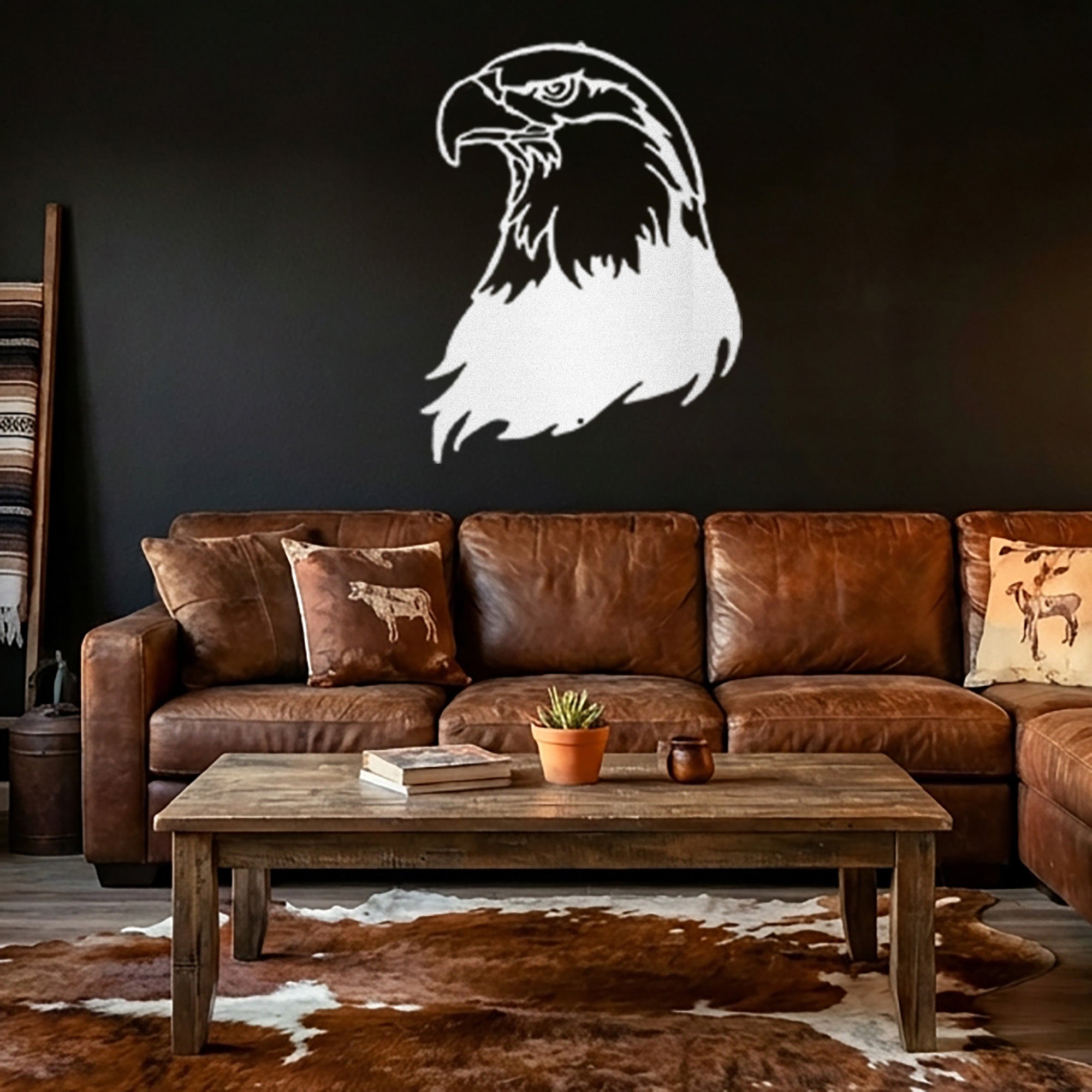 Bald Eagle Metal Wall Art – Patriotic American Eagle Wall Decor – Rustic Wildlife Metal Sign – Cabin Lodge Wall Art