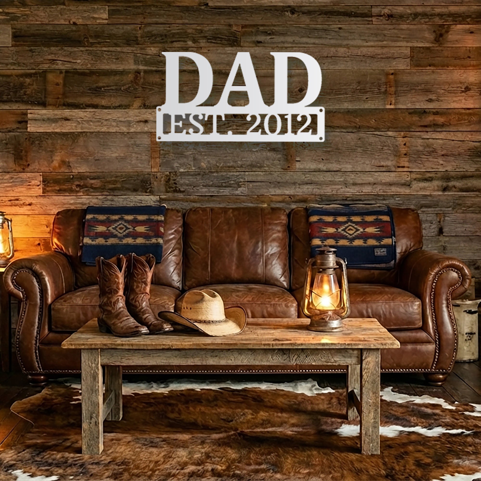 Dad Est. Year Metal Wall Art – Personalized Dad Established Date Sign – Father’s Day Gift – Custom Family Decor
