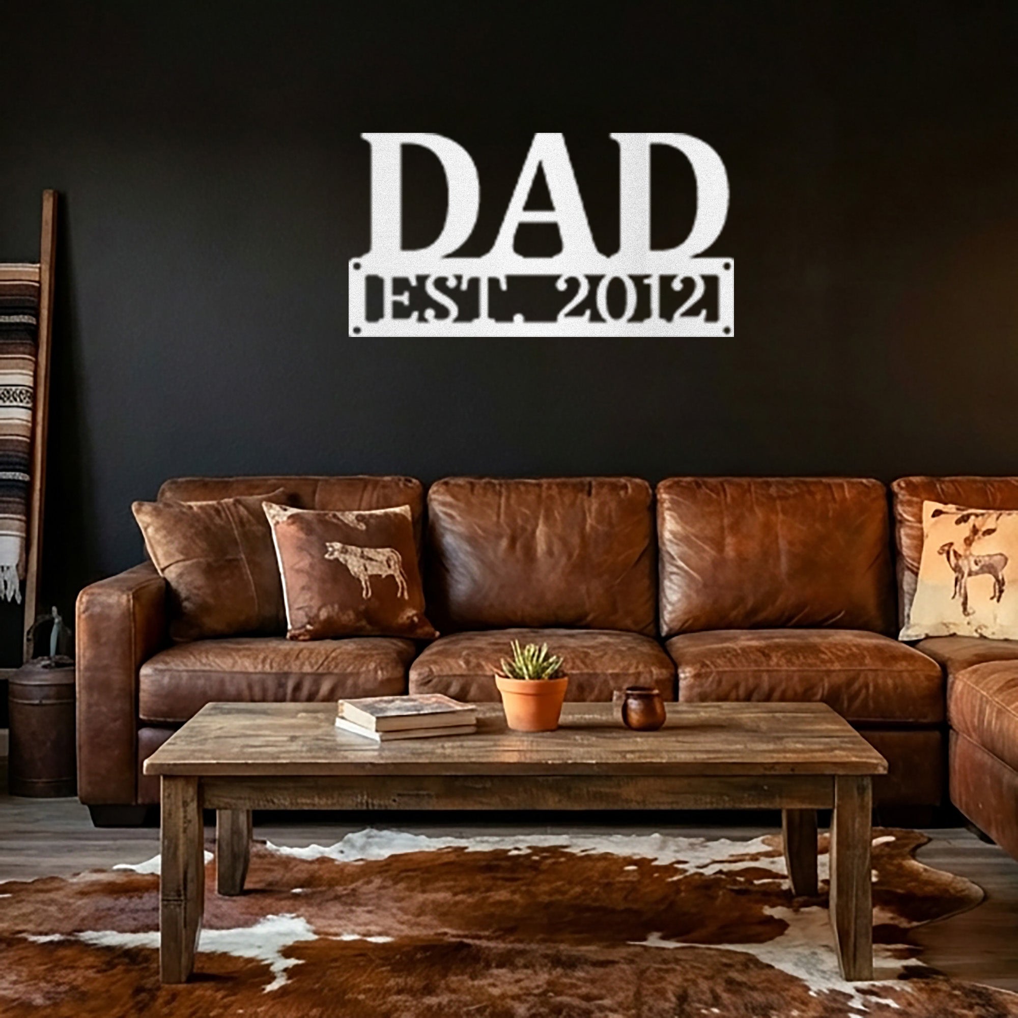 Dad Est. Year Metal Wall Art – Personalized Dad Established Date Sign – Father’s Day Gift – Custom Family Decor