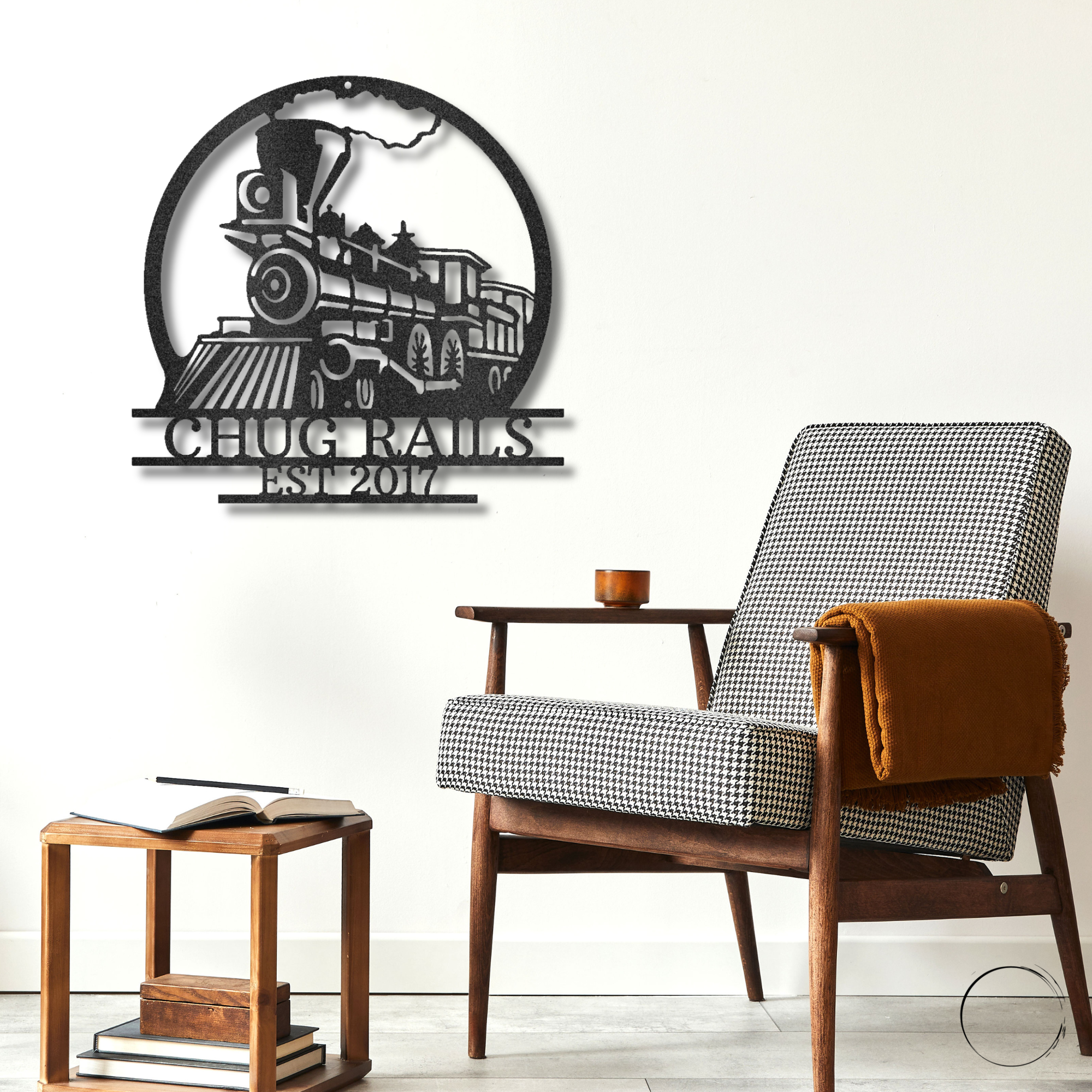 Personalized Steam Train Metal Wall Art – Custom Family Name Railroad Sign – Vintage Locomotive Wall Decor – Established Date Sign