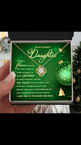 To My Dearest Daughter – My Angel, I Love You to the Moon and Back Christmas Necklace Gift