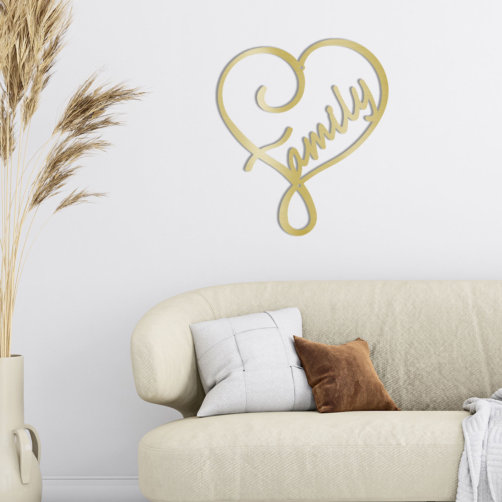 Family Name Heart Metal Wall Art Sign – Custom Steel Family Love Monogram – Laser Cut Amish Crafted Metal Home Decor