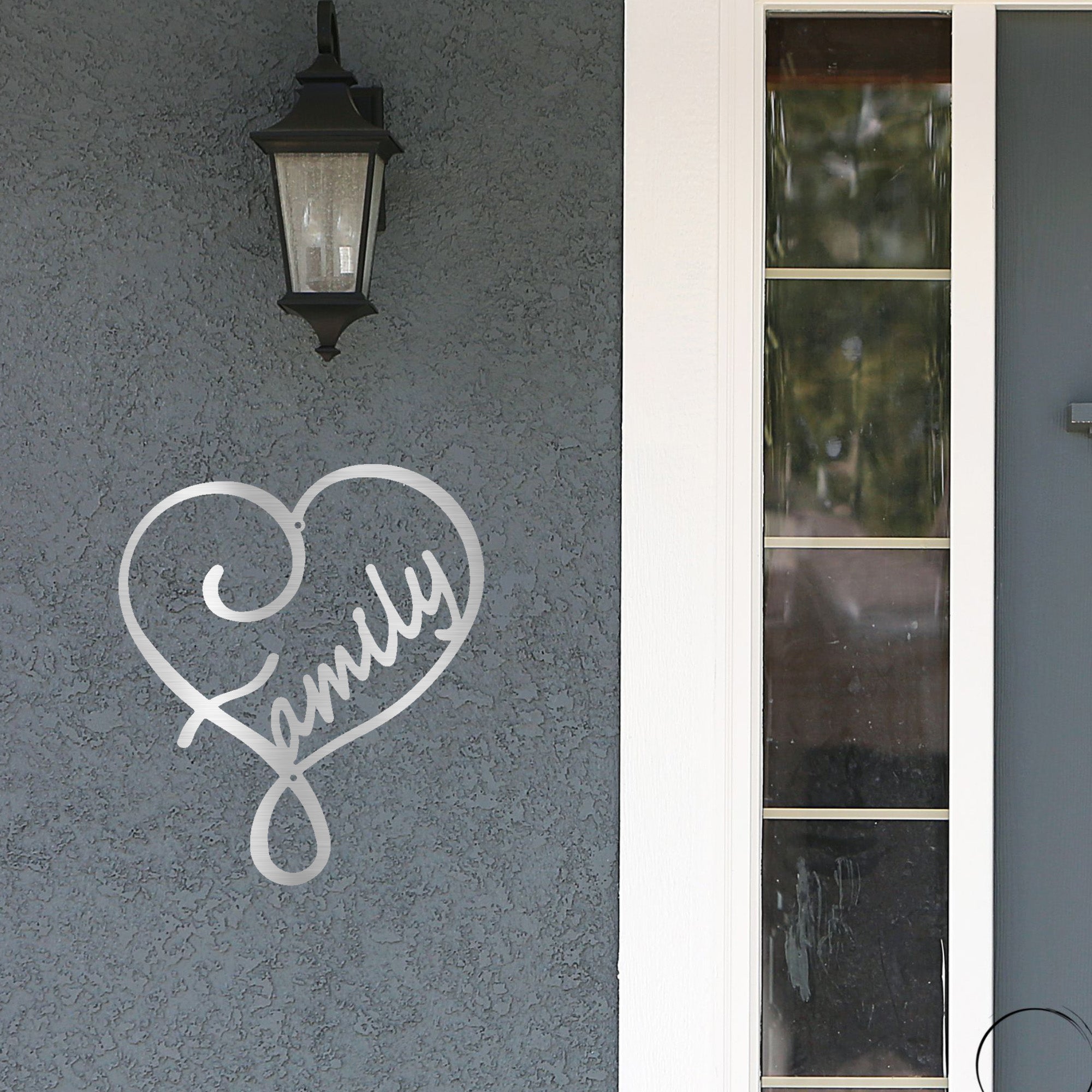 Family Name Heart Metal Wall Art Sign – Custom Steel Family Love Monogram – Laser Cut Amish Crafted Metal Home Decor