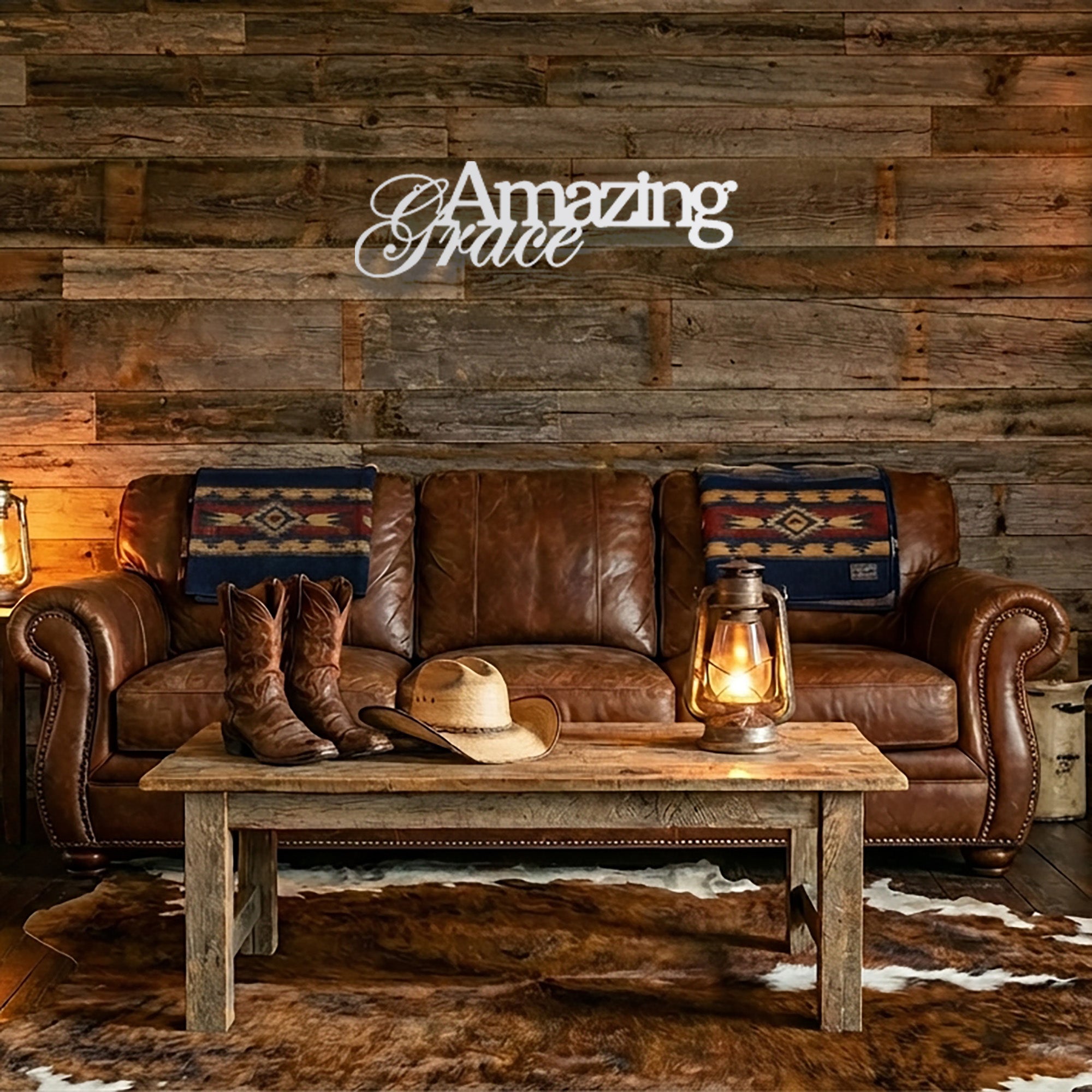 Amazing Grace Metal Wall Art Sign – Christian Steel Scripture Decor – Inspirational Faith Home Decor – Laser Cut Metal Sign