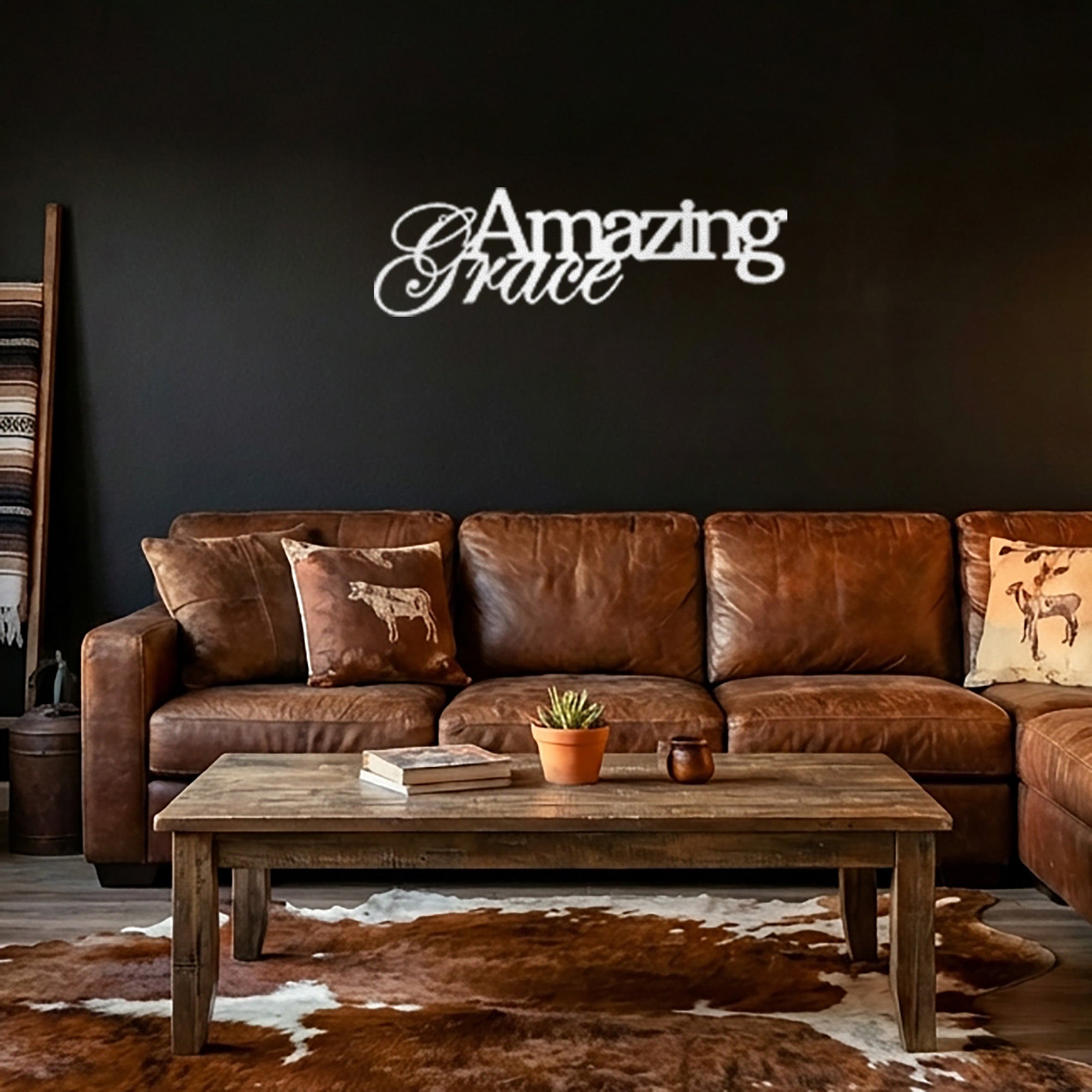Amazing Grace Metal Wall Art Sign – Christian Steel Scripture Decor – Inspirational Faith Home Decor – Laser Cut Metal Sign