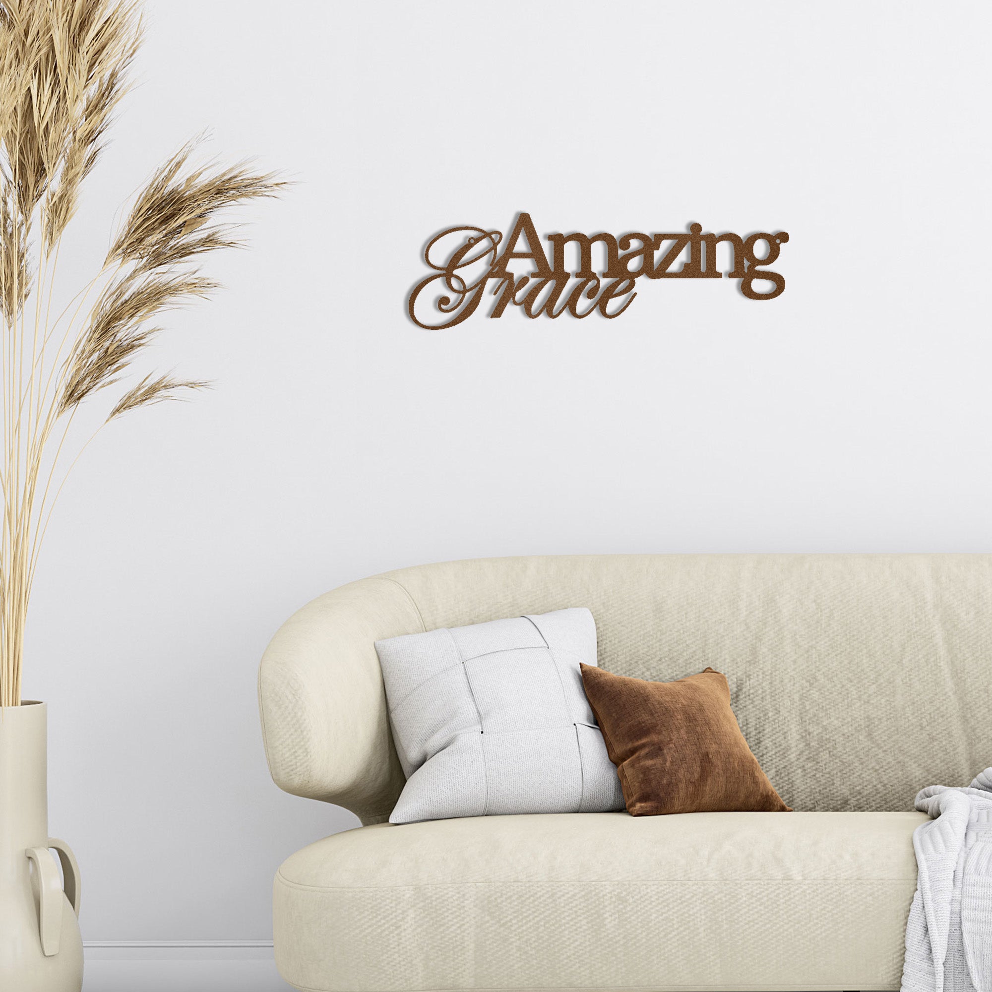 Amazing Grace Metal Wall Art Sign – Christian Steel Scripture Decor – Inspirational Faith Home Decor – Laser Cut Metal Sign