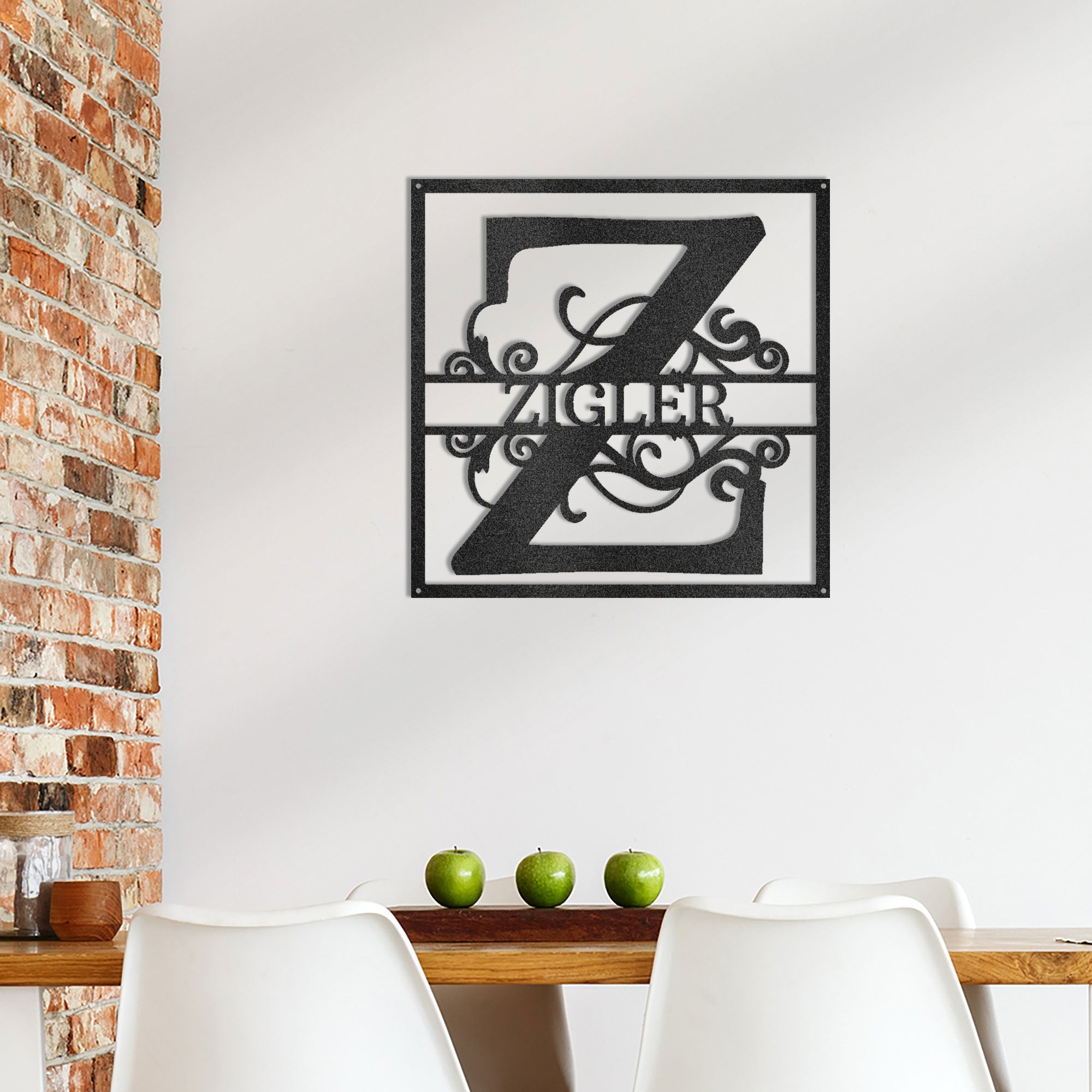 Personalized Framed Monogram Metal Wall Art – Custom Family Name Sign – Square Metal Wall Decor – Farmhouse Last Name Steel Sign