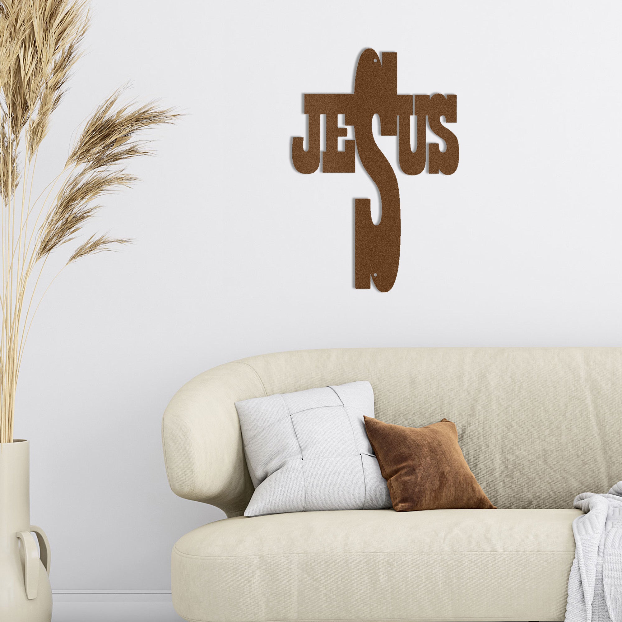 Jesus Cross Metal Wall Art – Christian Steel Cross Sign – Inspirational Faith Decor – Religious Wall Decor