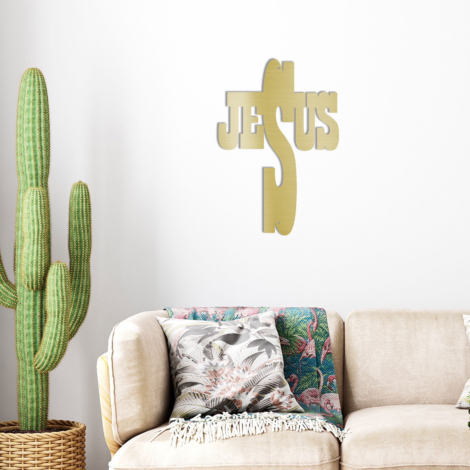 Jesus Cross Metal Wall Art – Christian Steel Cross Sign – Inspirational Faith Decor – Religious Wall Decor