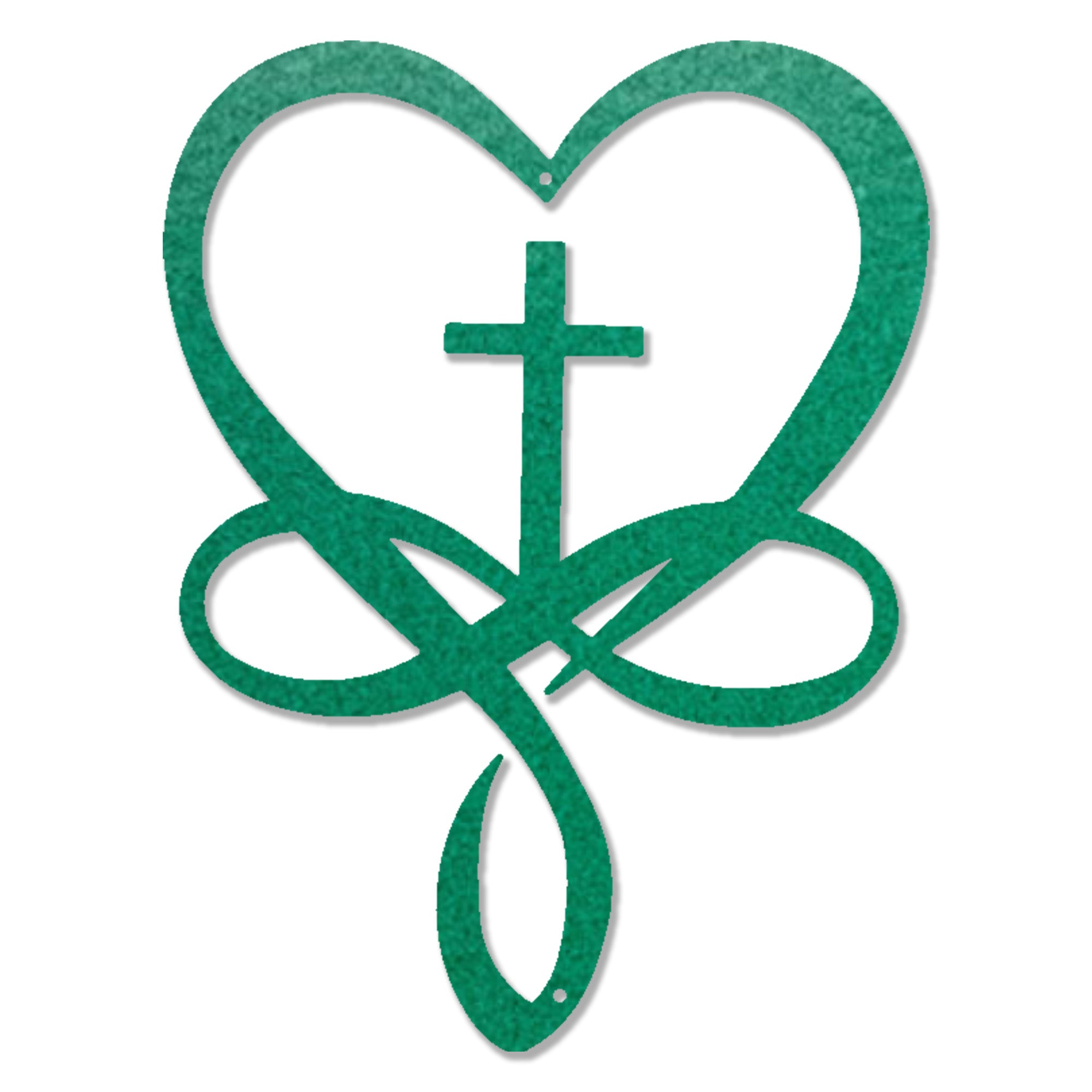 Christian Heart Cross Metal Wall Art – Faith Love Infinity Symbol Decor – Inspirational Christian Metal Sign – Religious Home Decor