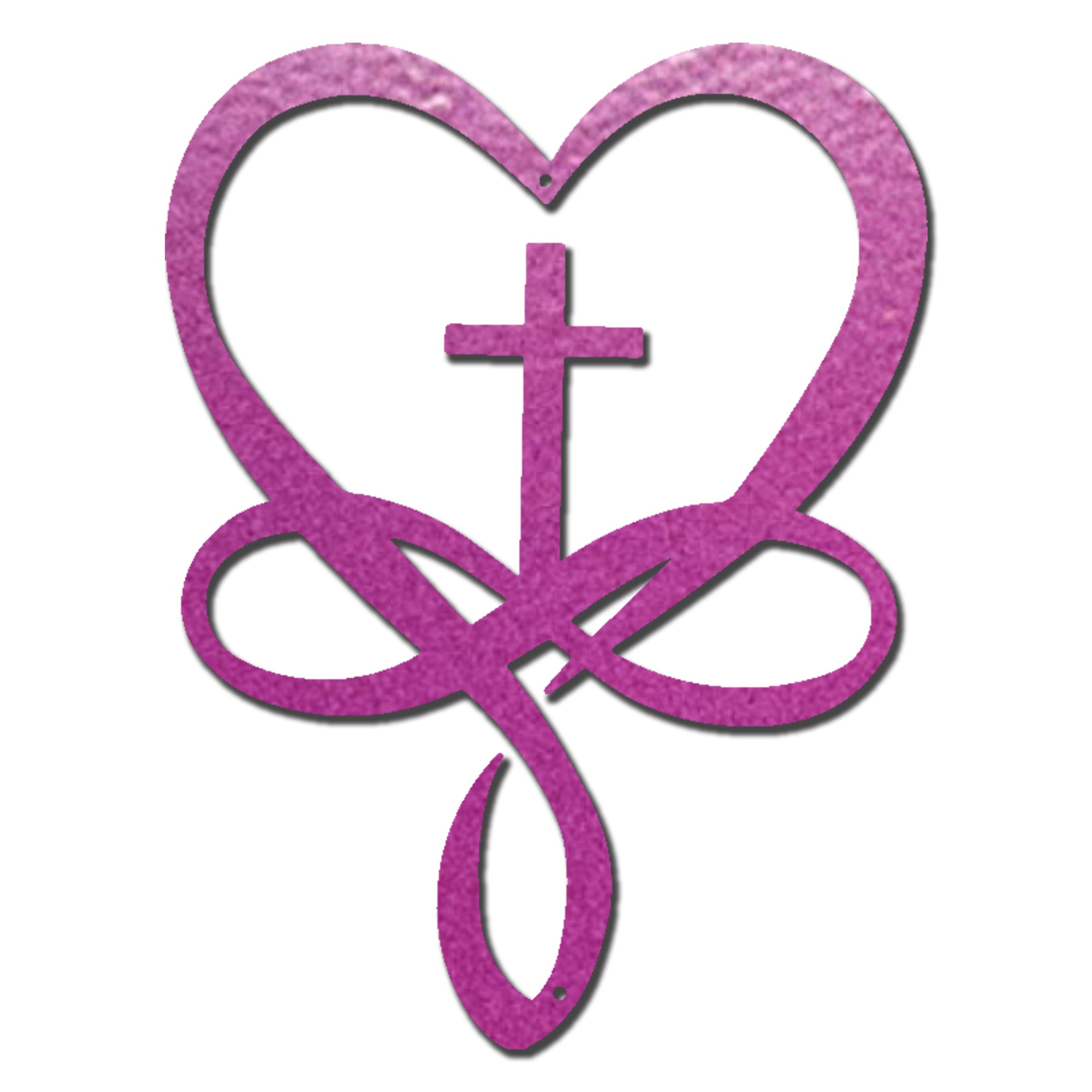 Christian Heart Cross Metal Wall Art – Faith Love Infinity Symbol Decor – Inspirational Christian Metal Sign – Religious Home Decor