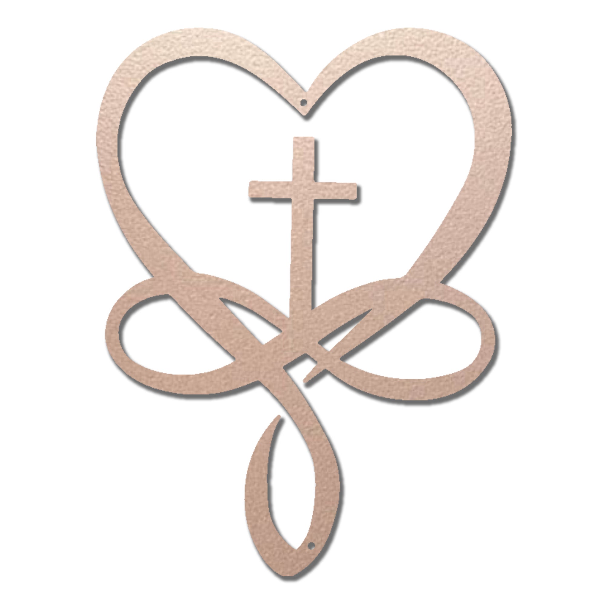 Christian Heart Cross Metal Wall Art – Faith Love Infinity Symbol Decor – Inspirational Christian Metal Sign – Religious Home Decor
