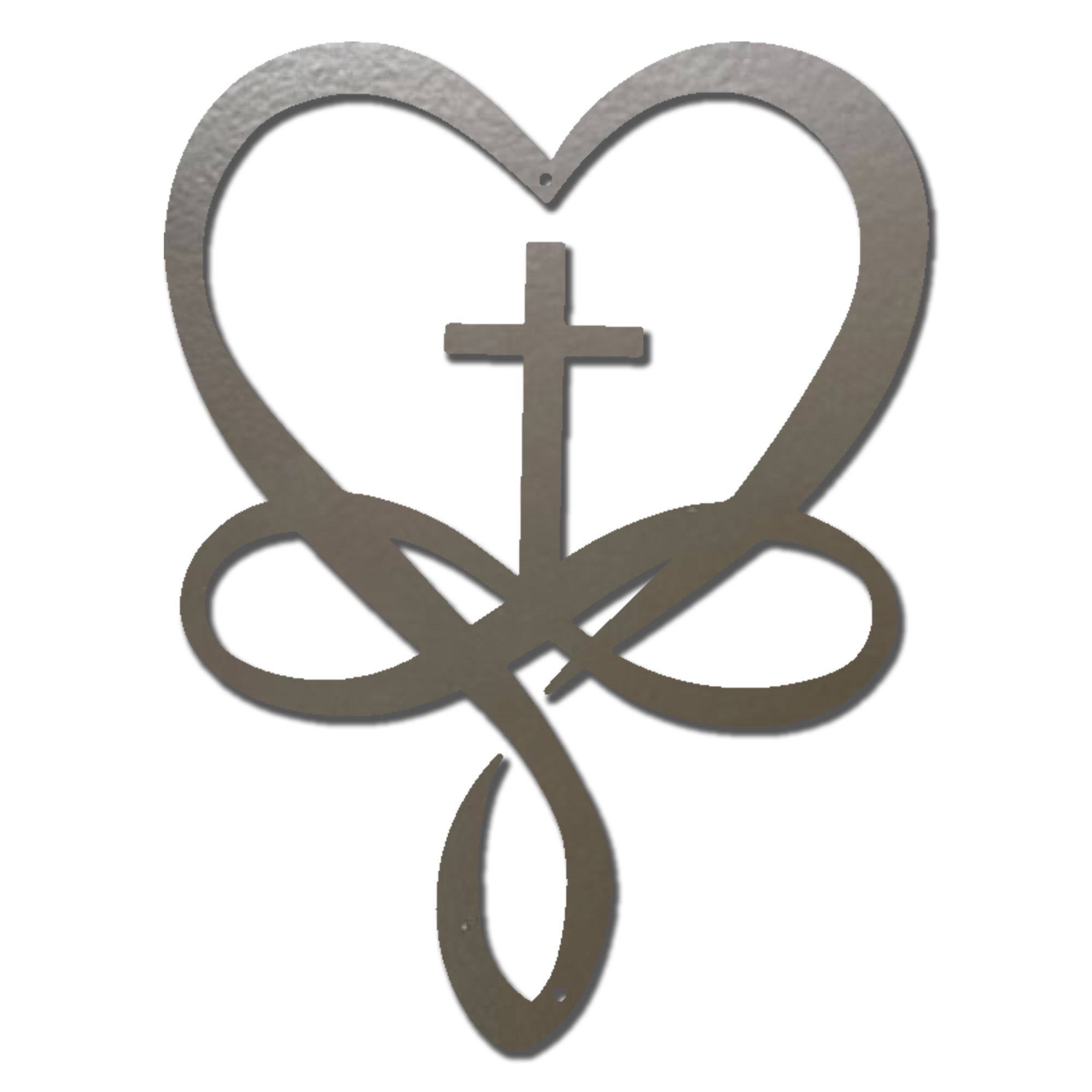 Christian Heart Cross Metal Wall Art – Faith Love Infinity Symbol Decor – Inspirational Christian Metal Sign – Religious Home Decor
