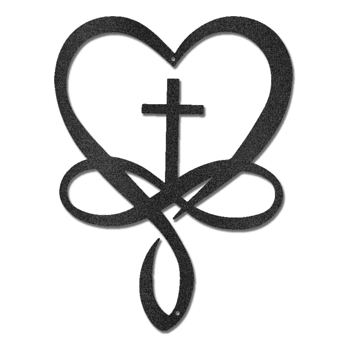 Christian Heart Cross Metal Wall Art – Faith Love Infinity Symbol Decor – Inspirational Christian Metal Sign – Religious Home Decor