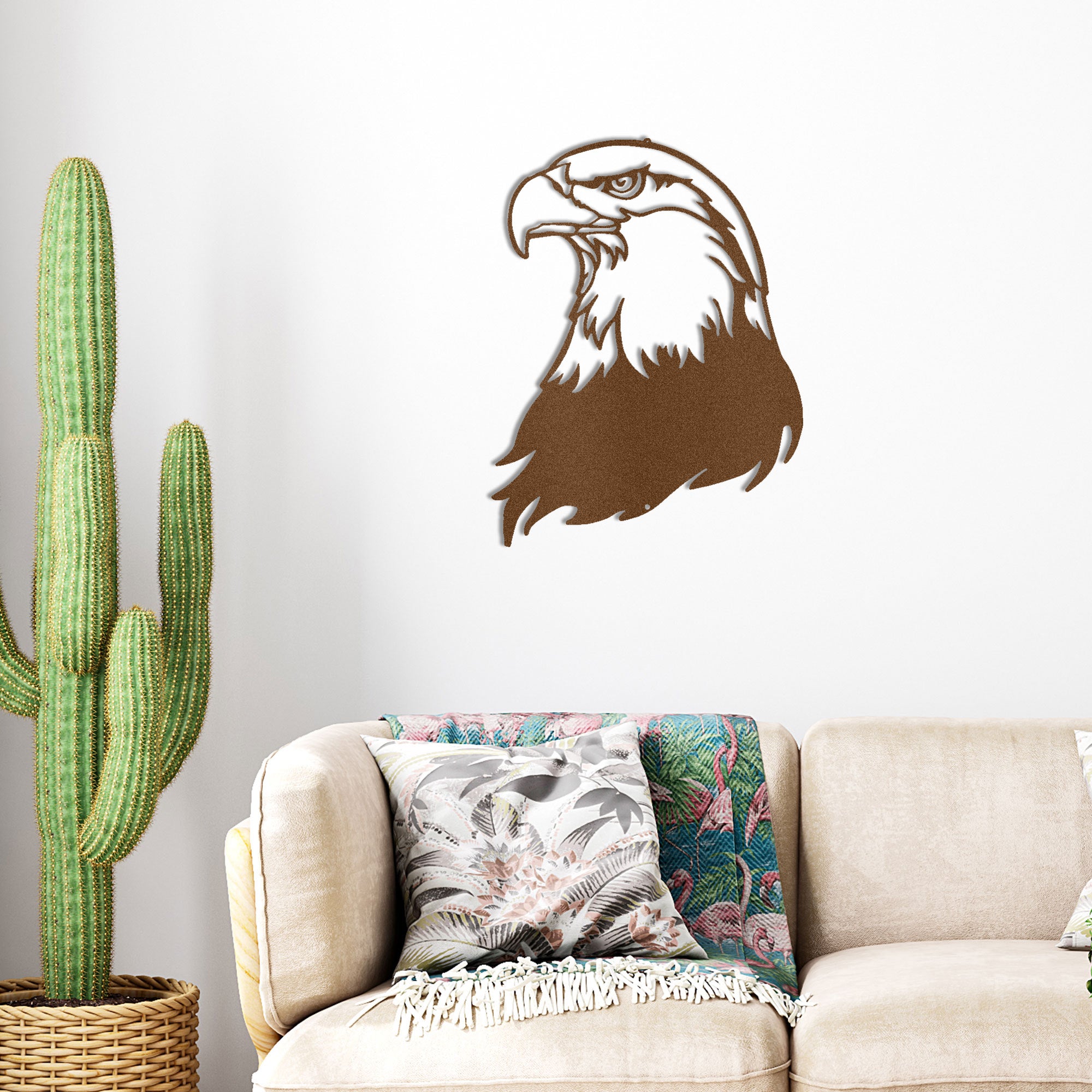 Bald Eagle Metal Wall Art – Patriotic American Eagle Wall Decor – Rustic Wildlife Metal Sign – Cabin Lodge Wall Art