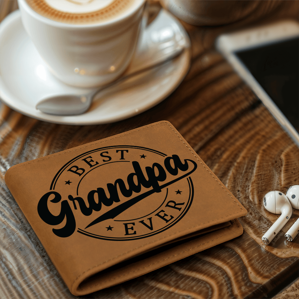 Grandfather Gift Best Grandpa Ever Genuine Cowhide Leather Wallet