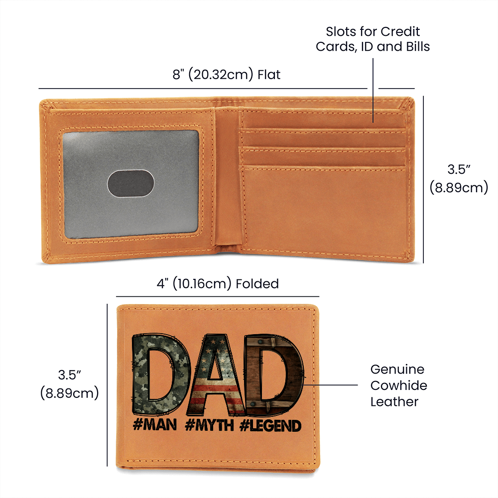 Dad - Man Myth Legend Genuine Cowhide Leather Wallet