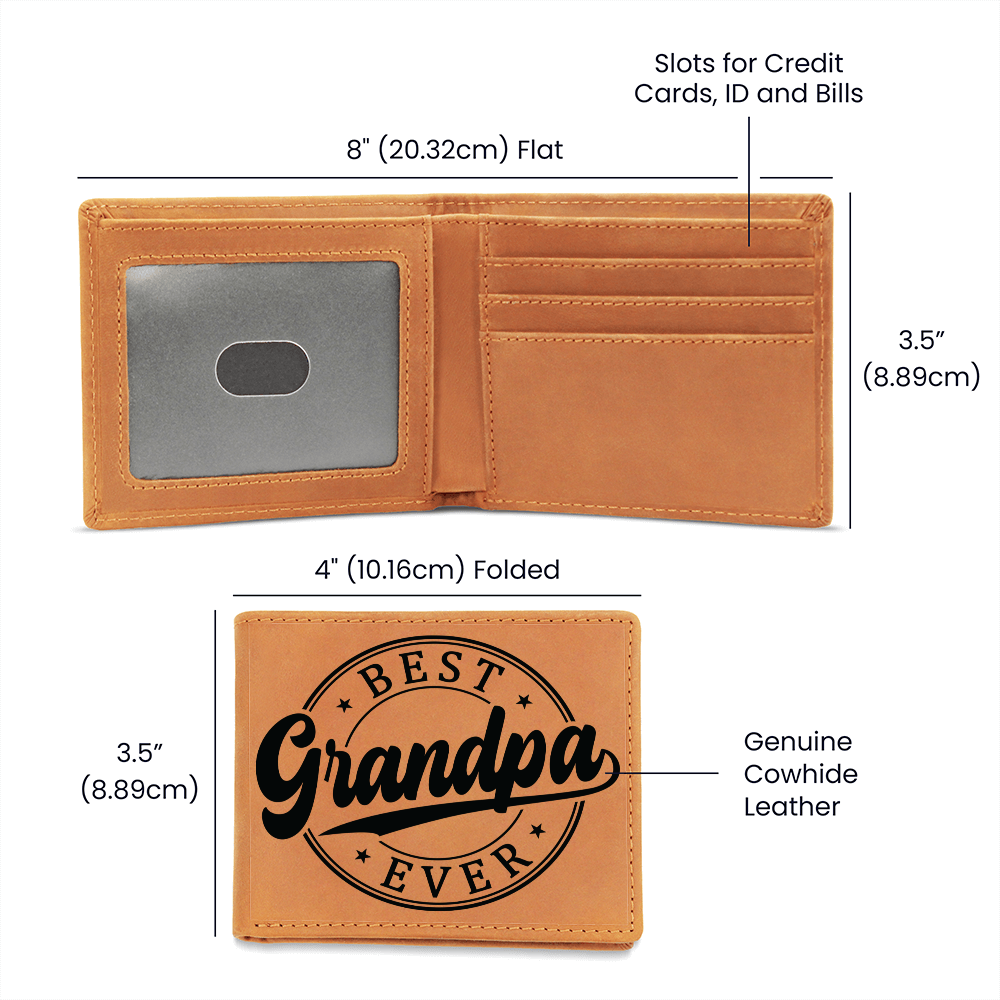 Grandfather Gift Best Grandpa Ever Genuine Cowhide Leather Wallet