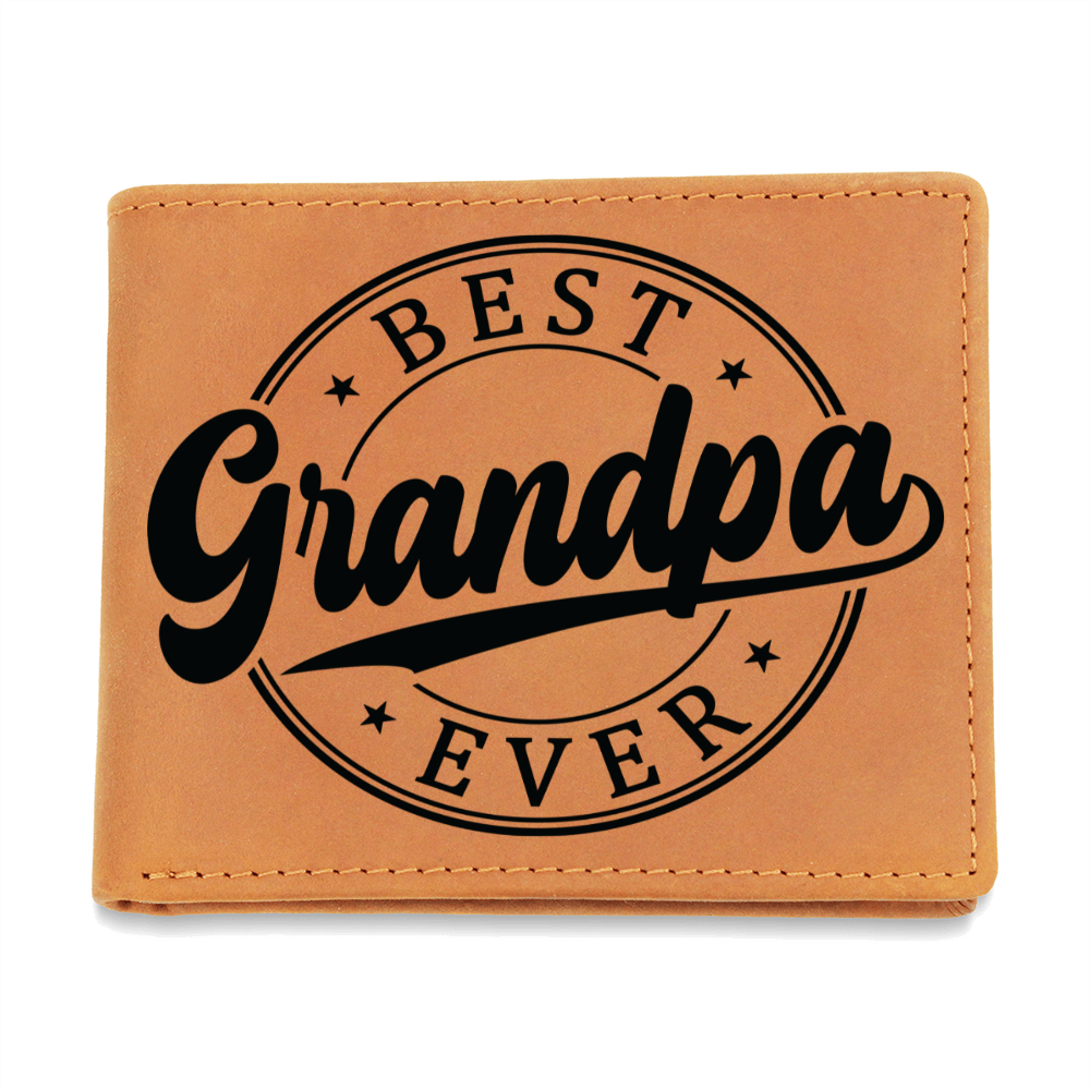 Grandfather Gift Best Grandpa Ever Genuine Cowhide Leather Wallet