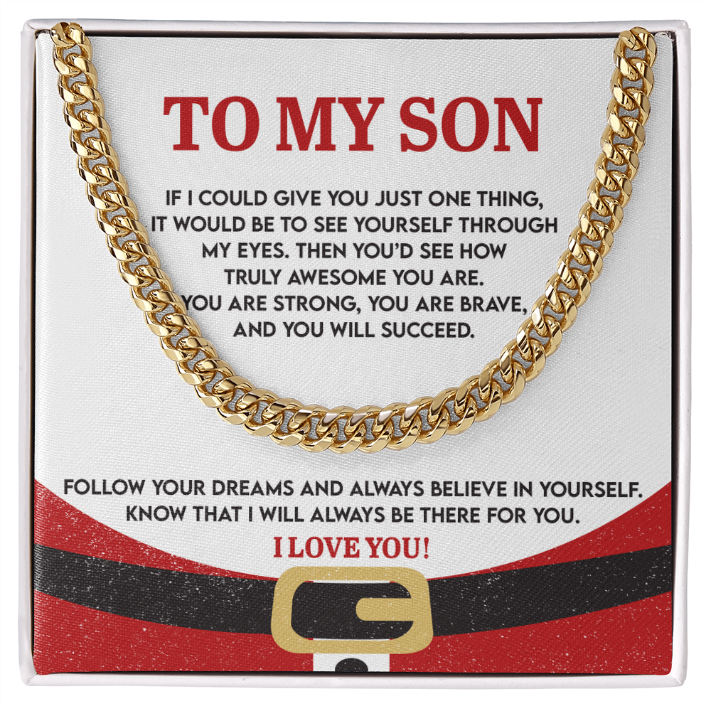 To My Son “See Yourself Through My Eyes” Christmas Message Card | Inspirational Gift for Son | Holiday Encouragement & Love Keepsake