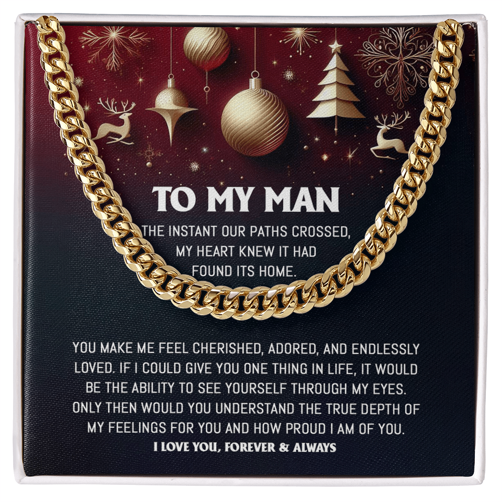 To My Man Cuban Chain Necklace | Romantic Holiday Gift for Him from Her