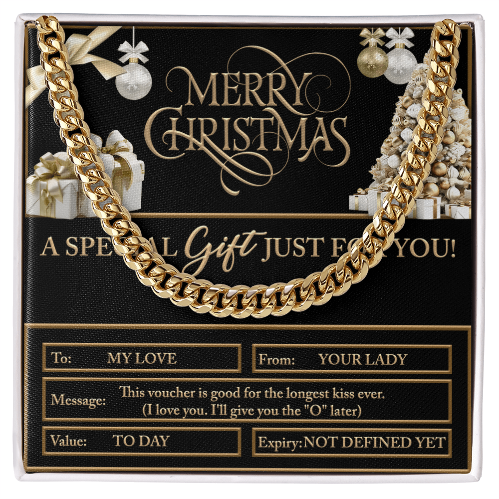 Merry Christmas Cuban Chain Necklace – Funny Romantic Voucher Gift for Him