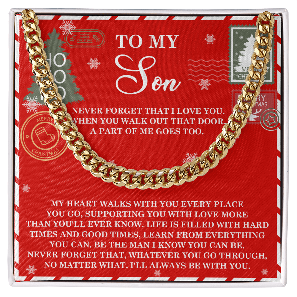 To My Son Christmas Cuban Chain Necklace – Meaningful Holiday Gift for Son from Mom or Dad