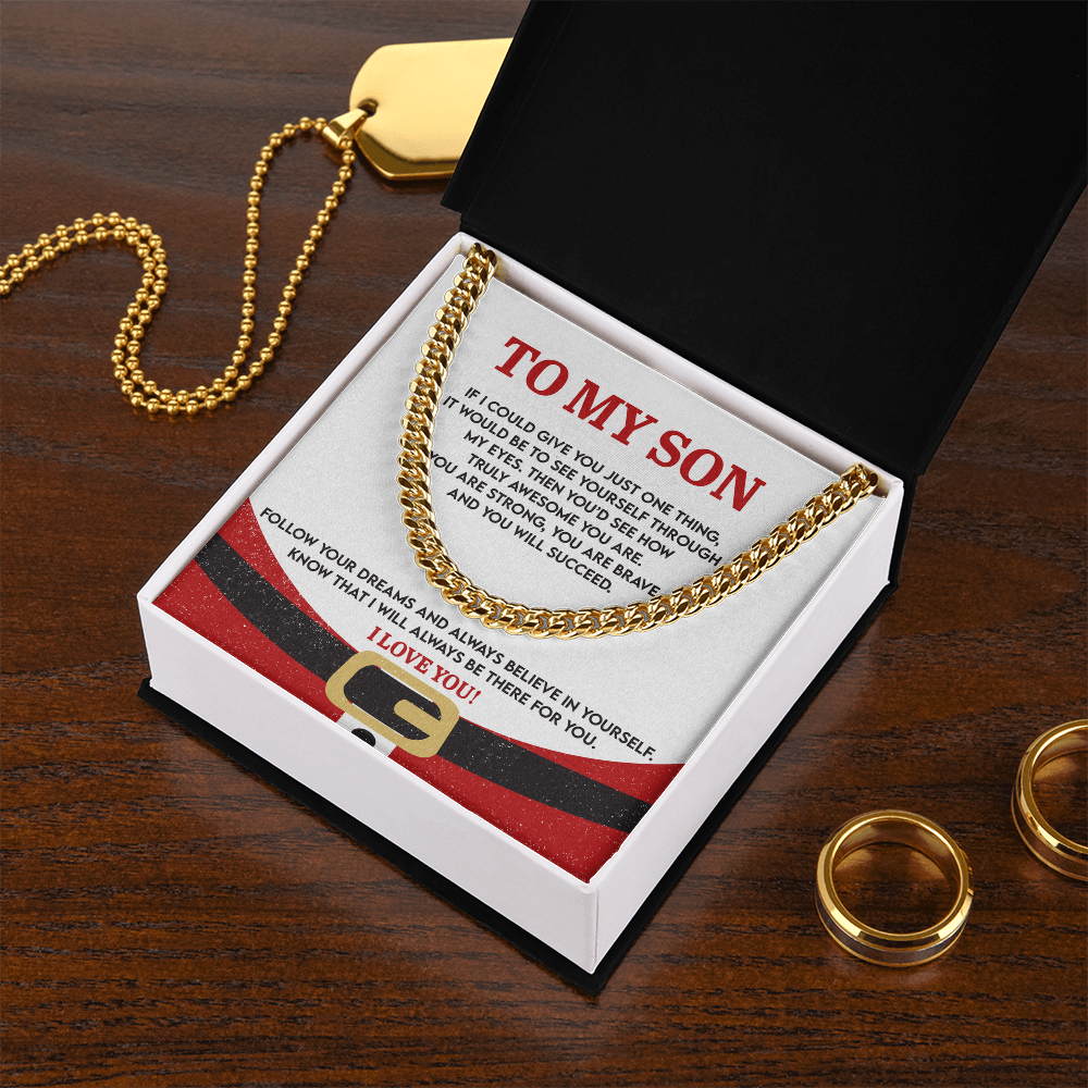 To My Son “See Yourself Through My Eyes” Christmas Message Card | Inspirational Gift for Son | Holiday Encouragement & Love Keepsake