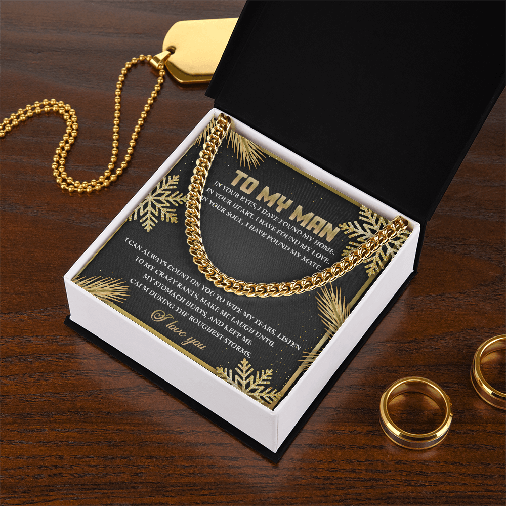 To My Man Cuban Chain Necklace – Romantic Holiday Gift for Him