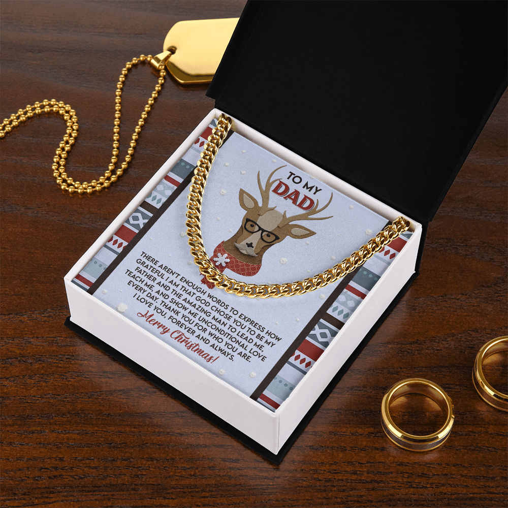 Dad Christmas Deer Cuban Chain Necklace – Meaningful Holiday Gift