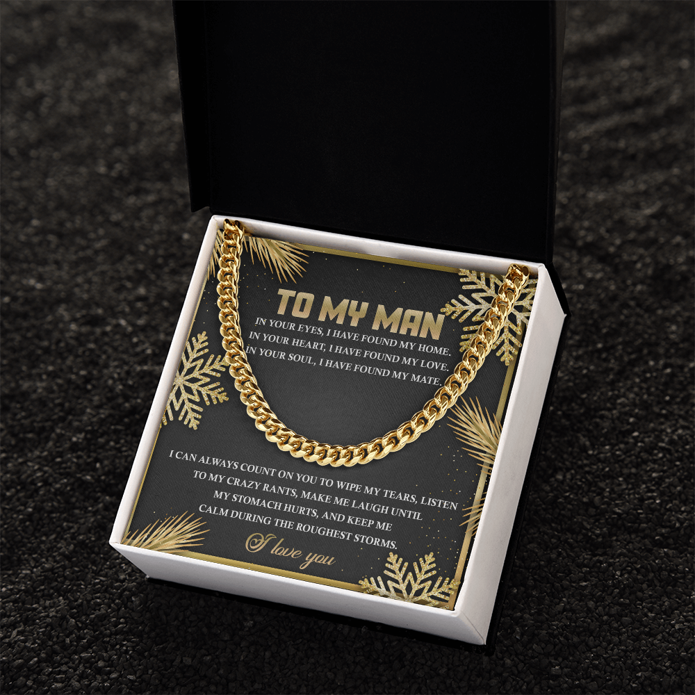 To My Man Cuban Chain Necklace – Romantic Holiday Gift for Him