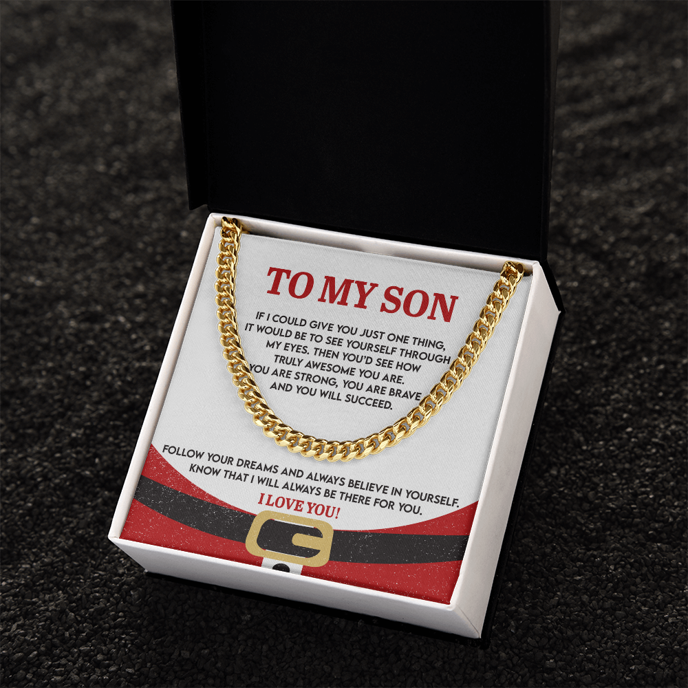 To My Son “See Yourself Through My Eyes” Christmas Message Card | Inspirational Gift for Son | Holiday Encouragement & Love Keepsake