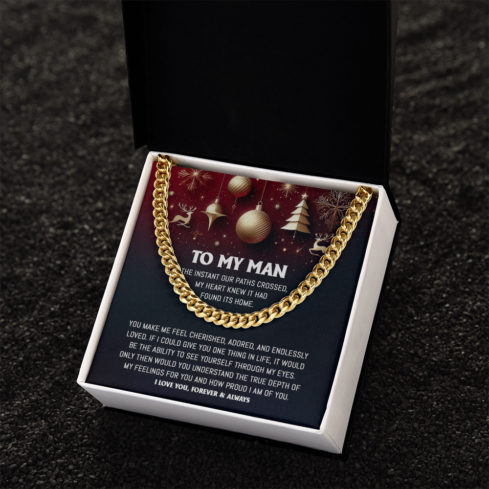 To My Man Cuban Chain Necklace | Romantic Holiday Gift for Him from Her