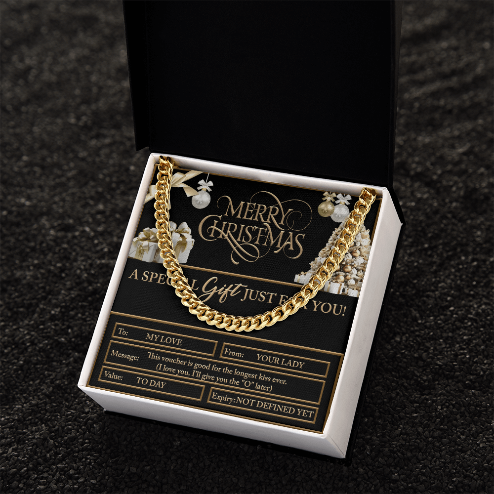 Merry Christmas Cuban Chain Necklace – Funny Romantic Voucher Gift for Him