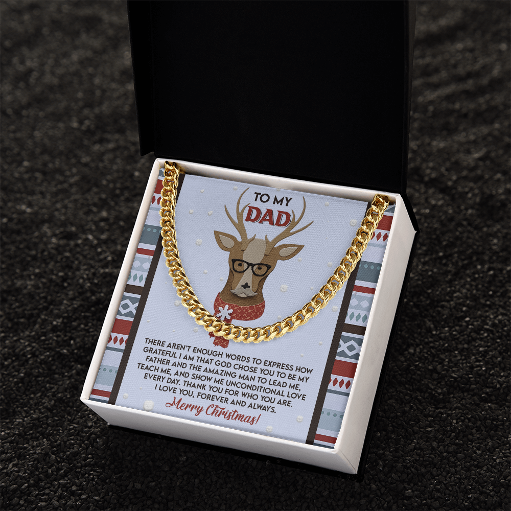 Dad Christmas Deer Cuban Chain Necklace – Meaningful Holiday Gift