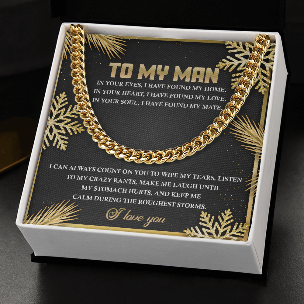 To My Man Cuban Chain Necklace – Romantic Holiday Gift for Him