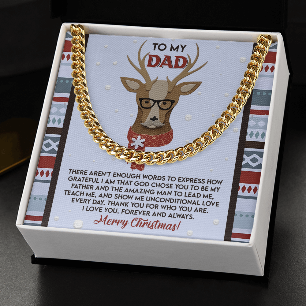 Dad Christmas Deer Cuban Chain Necklace – Meaningful Holiday Gift